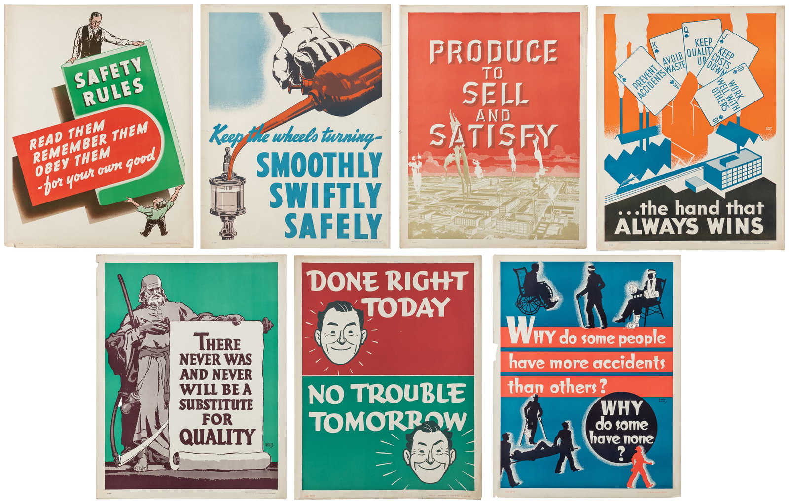 Group of Approximately 25 WWII Workplace Propaganda Posters. New York: Elliott Services Co. Circa (1 of 8)