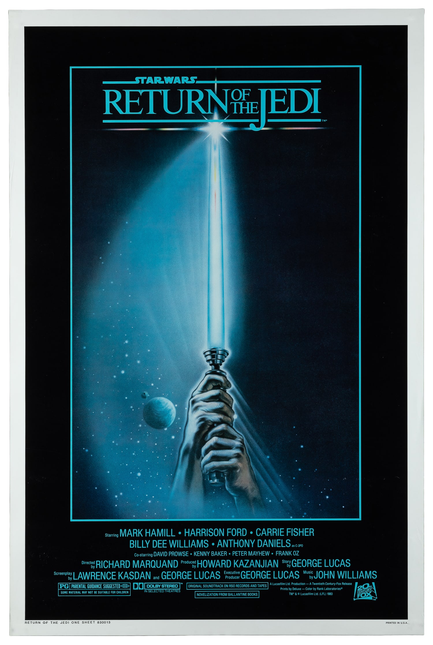 Return of the Jedi. 1983.: Return of the Jedi. 20th Century Fox, 1983. One-sheet film poster for the third film in the Star Wars franchise. Design by Tim Reamer. Paper. 41 x 27".