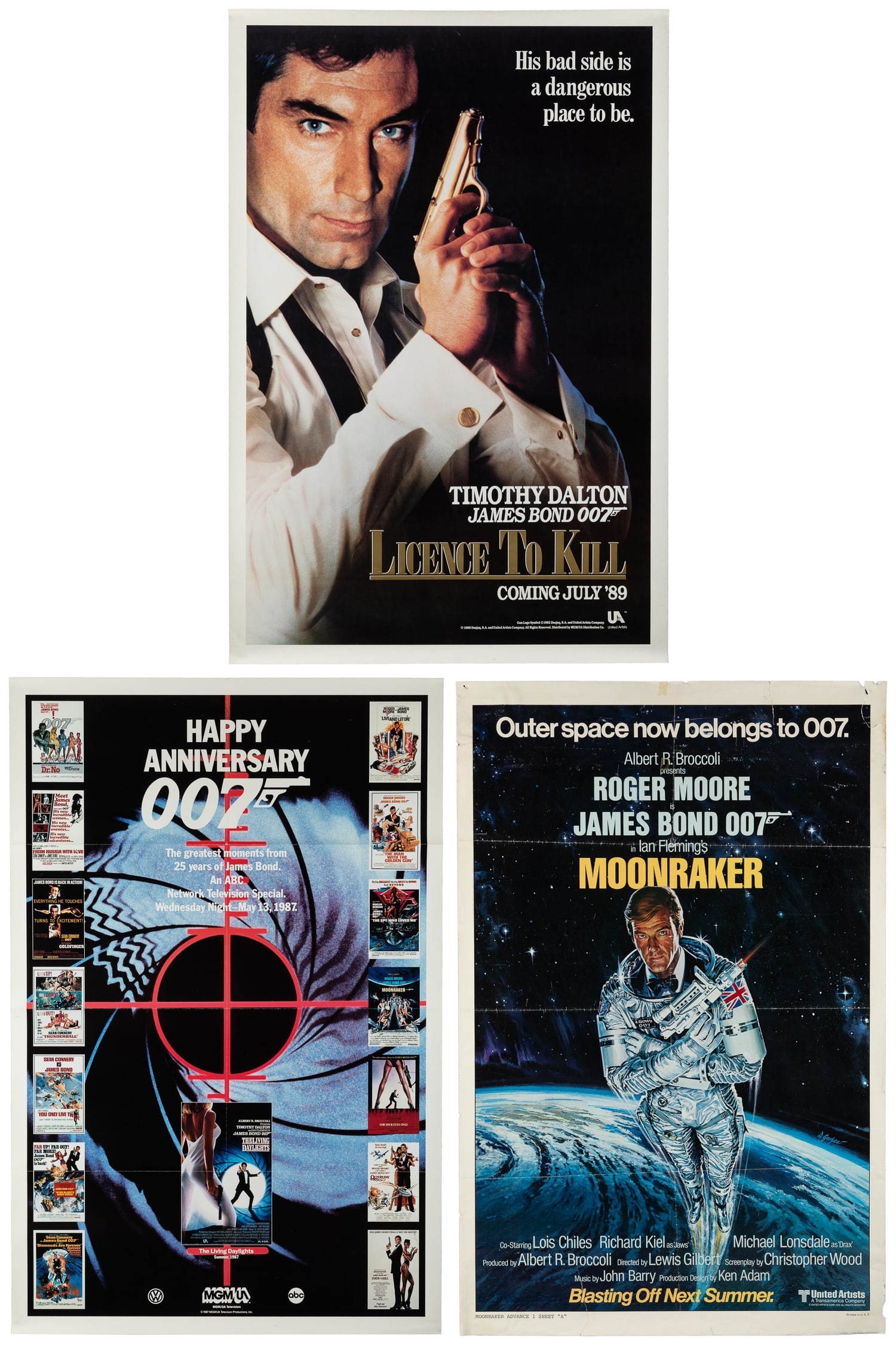 Trio of James Bond One Sheets. United Artists, 1979-1988. (1 of 4)