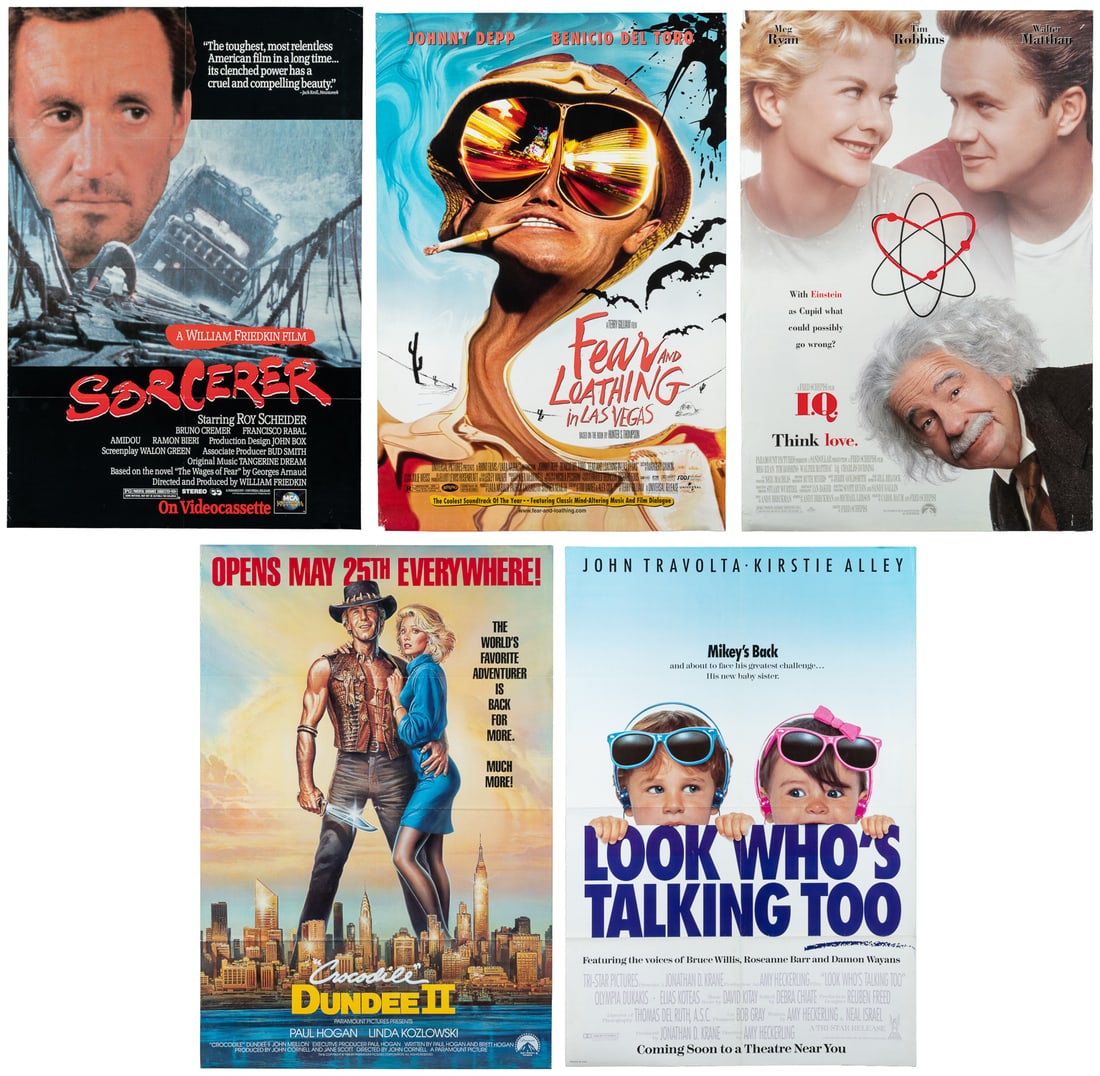 Group of 1990s Movie Posters.: Group of 1990s Movie Posters. A group of approximately 30 one sheet (40 x 27") movie posters from the 1990s, including Quiz Show, Saving Private Ryan, Fear and Loathing in Las Vegas, Austin Powers,