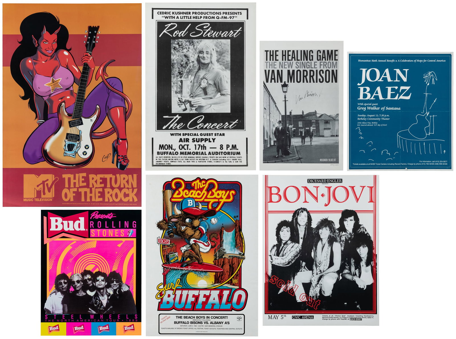 [MUSIC]. Group of 13 concert and music promotion posters.: [MUSIC]. Group of 13 concert and music promotion posters. Including: Joe Cocker and Mad Dogs and Englishmen / Kleinhans Music Hall. Bud Presents Rolling Stones / Steel Wheels North American Tour. 1989
