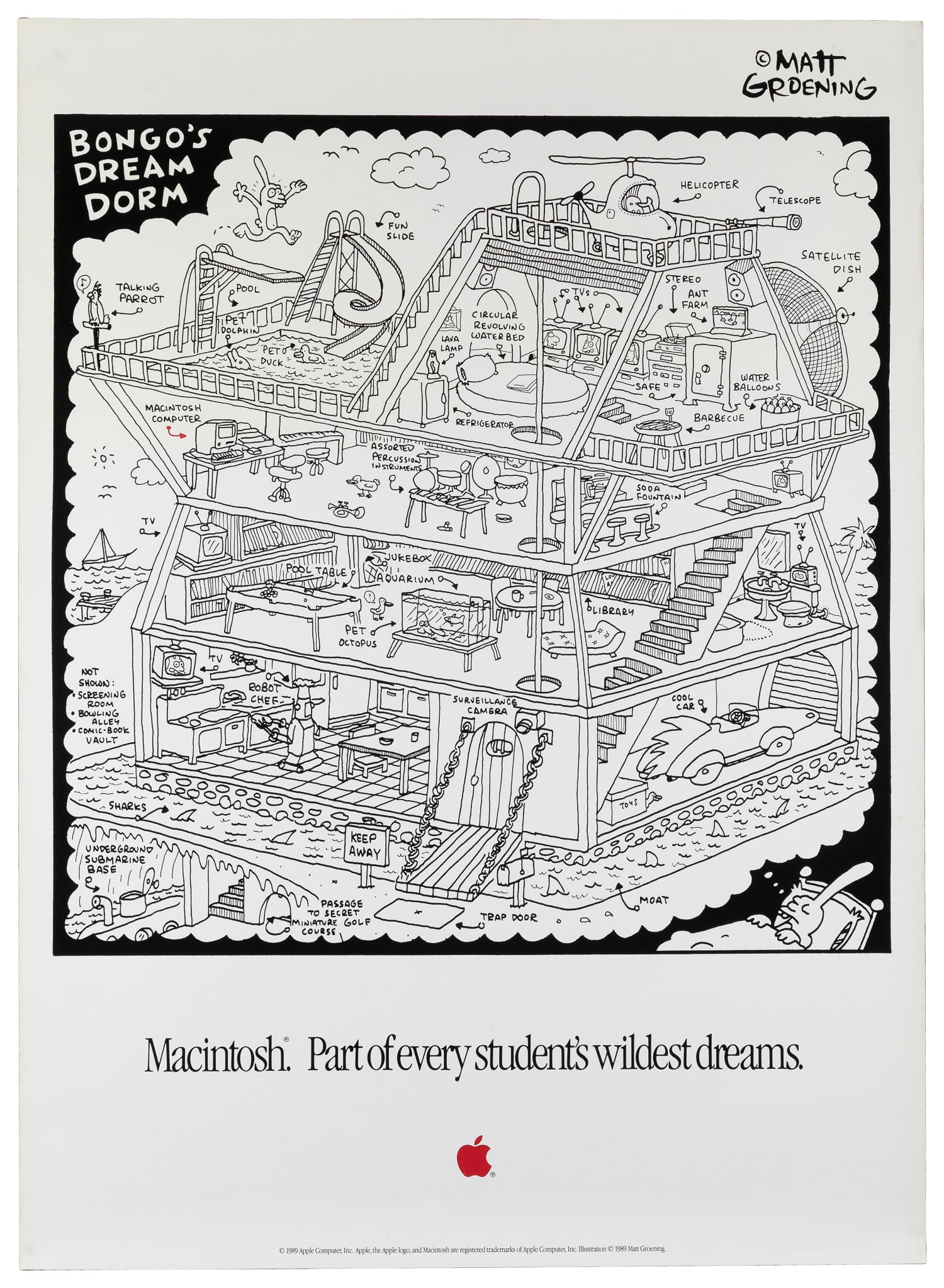 GROENING, Matt (1954-). Bongo's Dream Dorm / Macintosh. Part of every student's wildest dreams. (1 of 1)