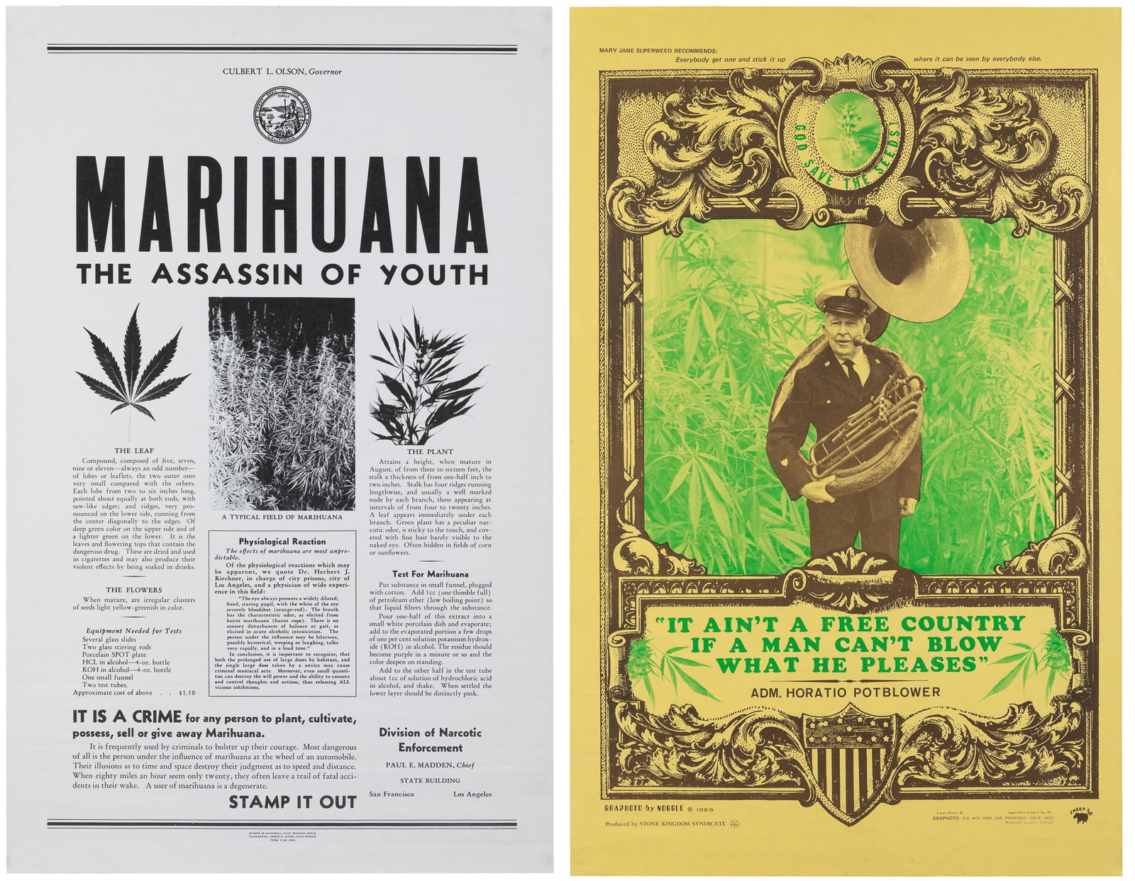 [HEADSHOP POSTERS]. Two marijuana related posters. (1 of 3)