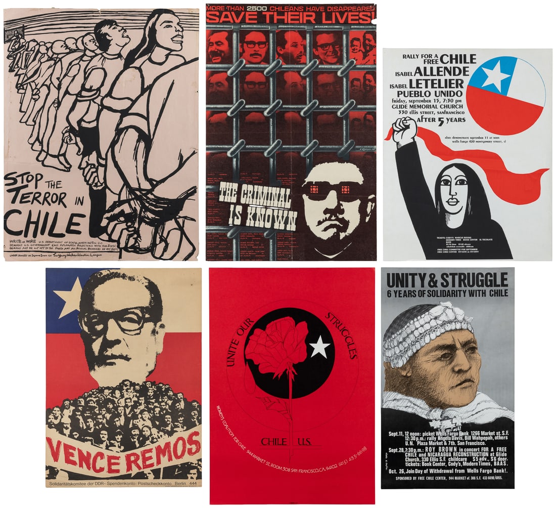 Group of 6 Chilean protest posters. Circa 1974-1977. (1 of 7)