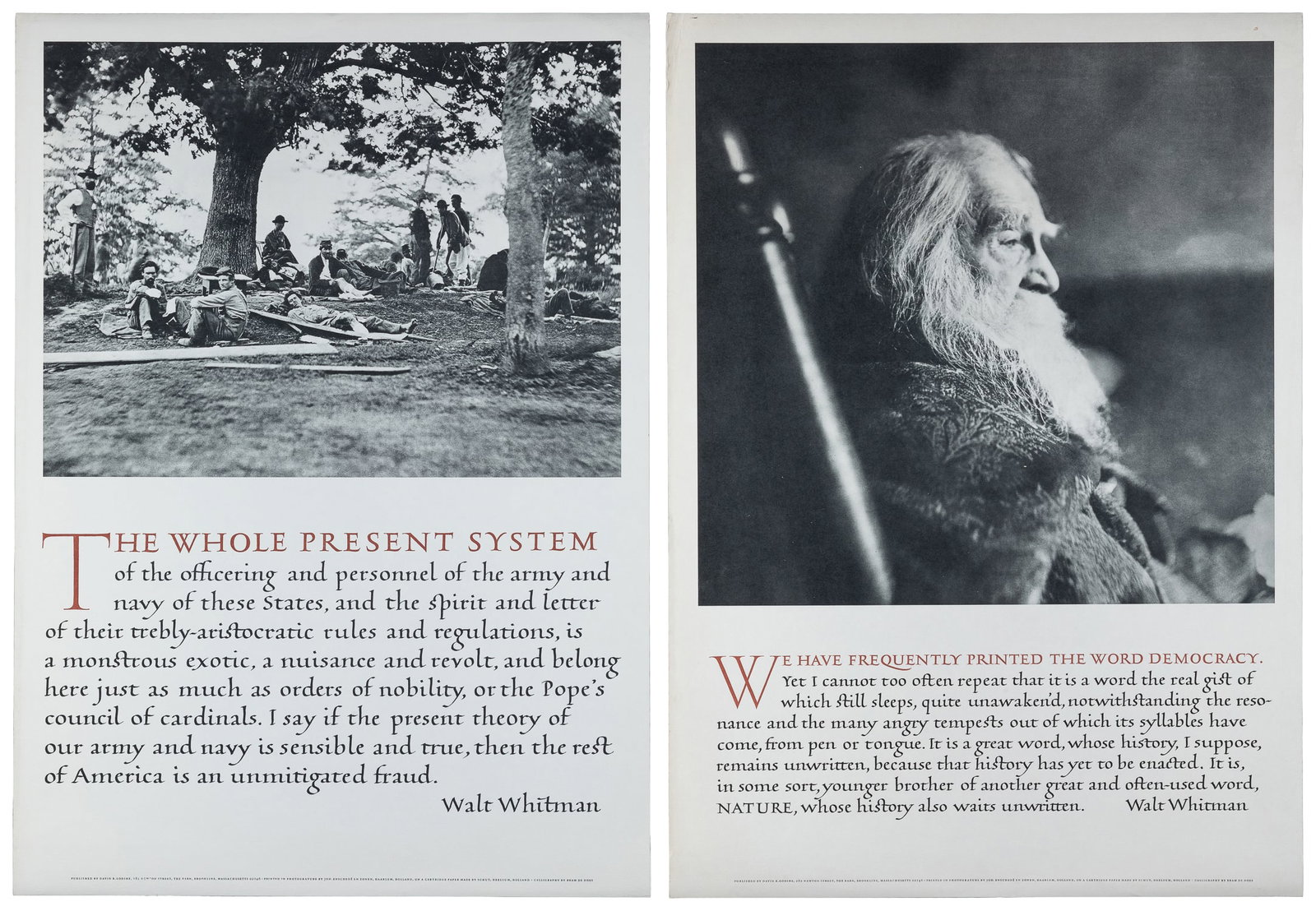 Walt Whitman Specimen Days Promotional Posters. 1971. Brookline: David R. Godine. (1 of 3)