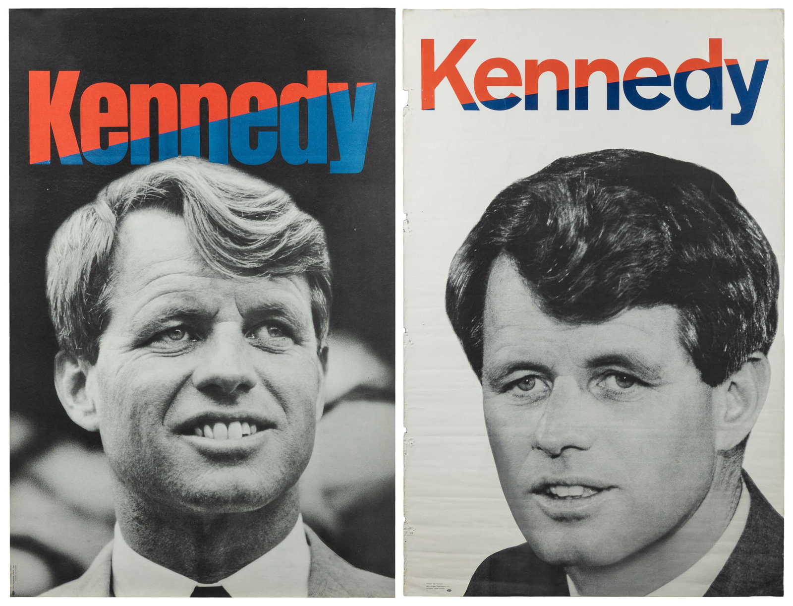 Robert F. Kennedy. Pair of presidential campaign posters.: Robert F. Kennedy. Pair of presidential campaign posters. 1968. Both paper. Size approximately 38 x 24 1/2".
