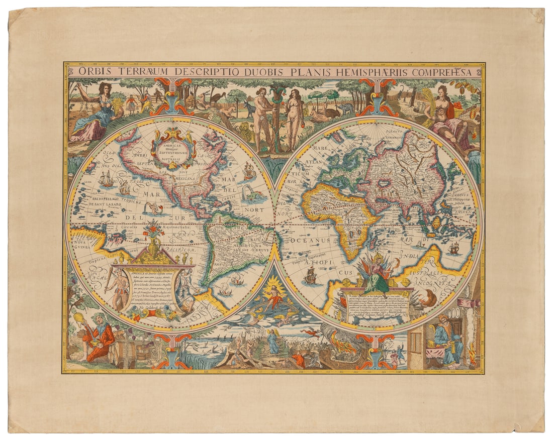 VAN GEELKERCKEN, Nicolaes. Orbis Terrarum Descriptio Duobis Planis Hemisphaeriis Comprehesa. (1 of 1)