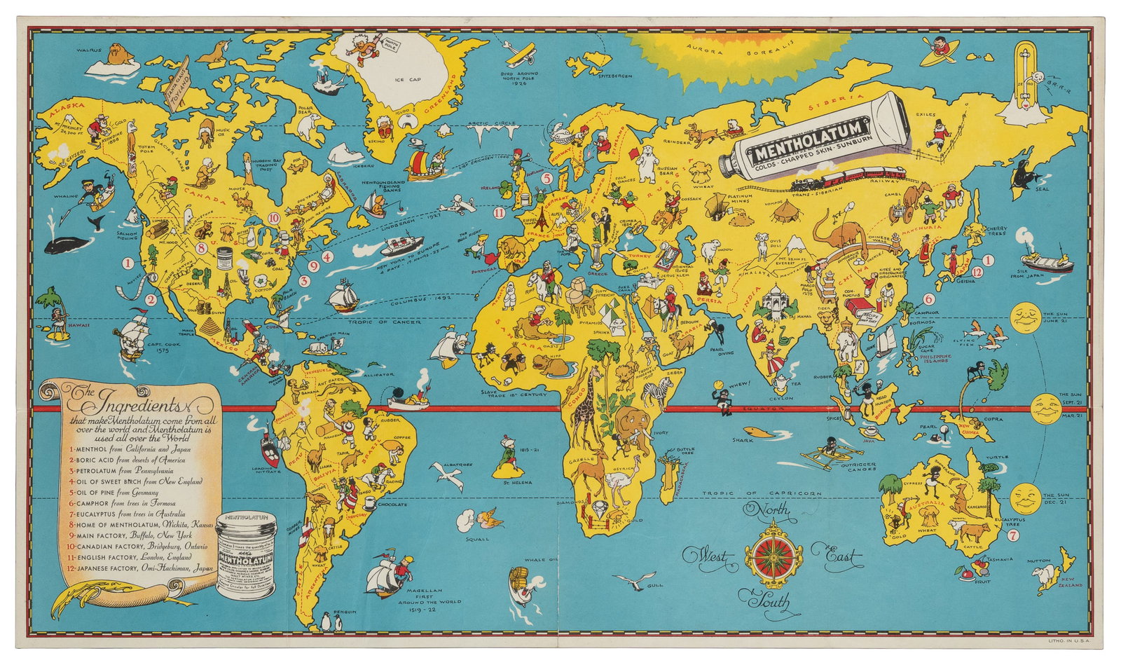 Mentholatum World Map. USA, ca. 1930s. (1 of 1)