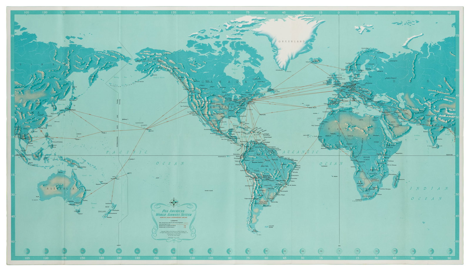 Pan American World Airways. Two route maps. (1 of 1)