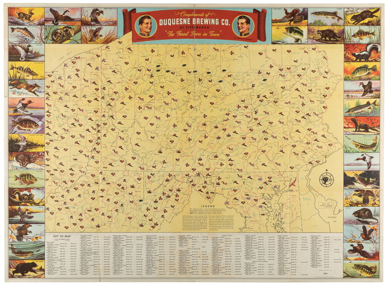 [PENNSYLVANIA]. Duquesne Hunting and Fishing Map. (1 of 1)