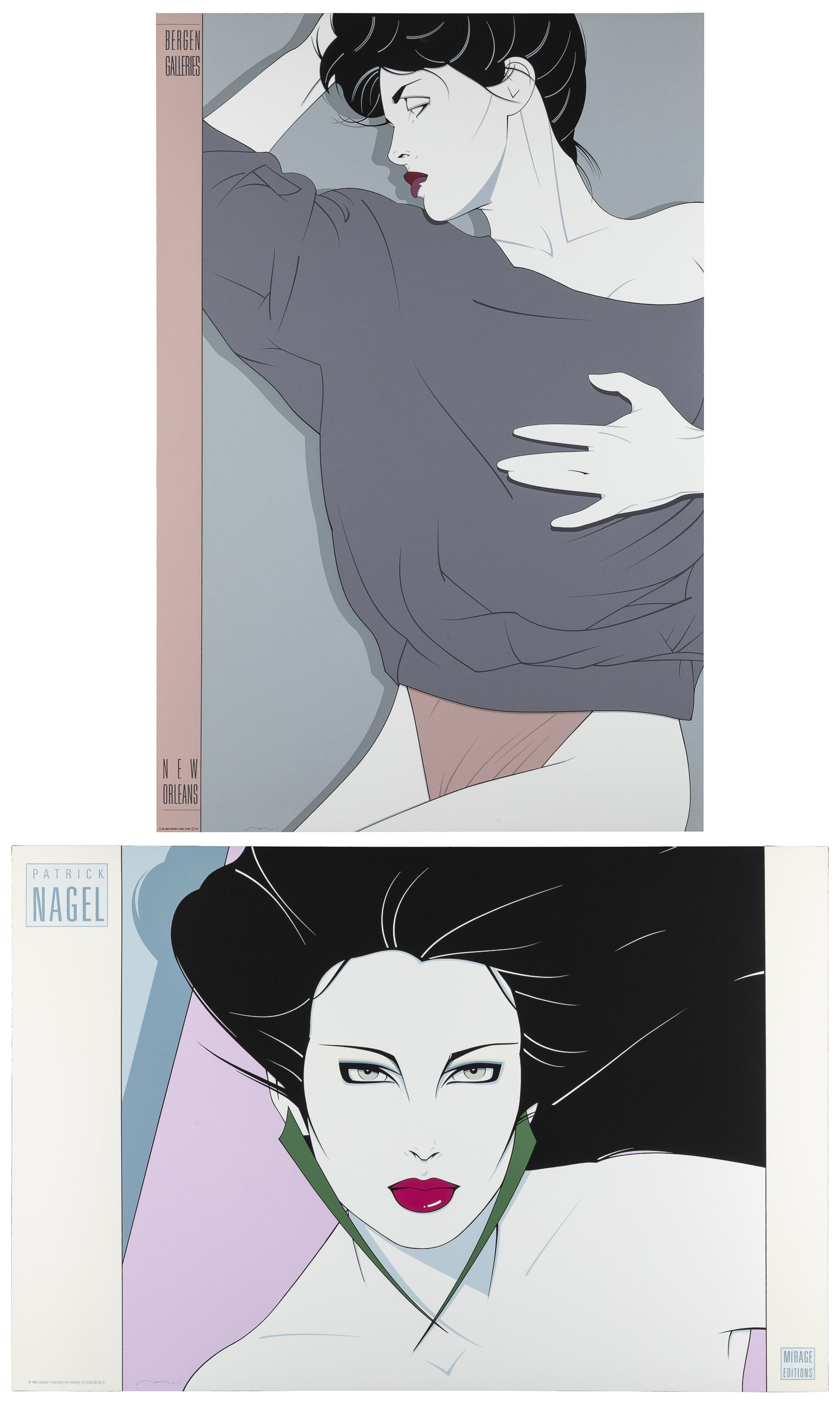 NAGEL, Patrick (1945-1984). Pair of Exhibition Serigraphs. 1987/1988. Mirage Editions. (1 of 3)