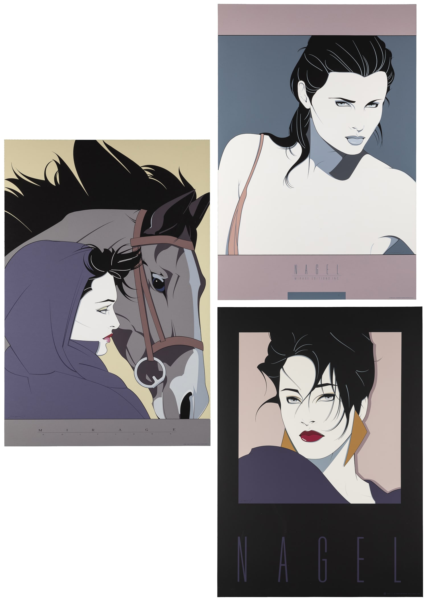 NAGEL, Patrick (1945-1984). Trio of Serigraphs. 1984-1988. Mirage Editions. (1 of 4)