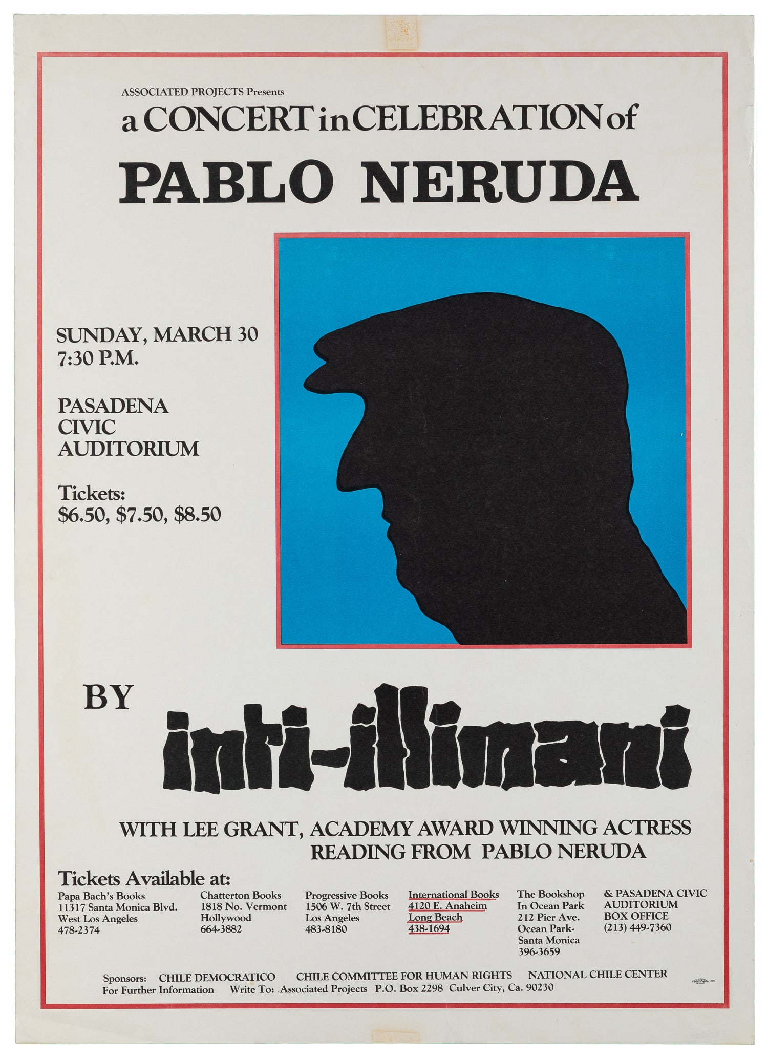Associated Projects Presents A Concert in Celebration of Pablo Neruda. [1975]. Los Angeles: Allied (1 of 1)