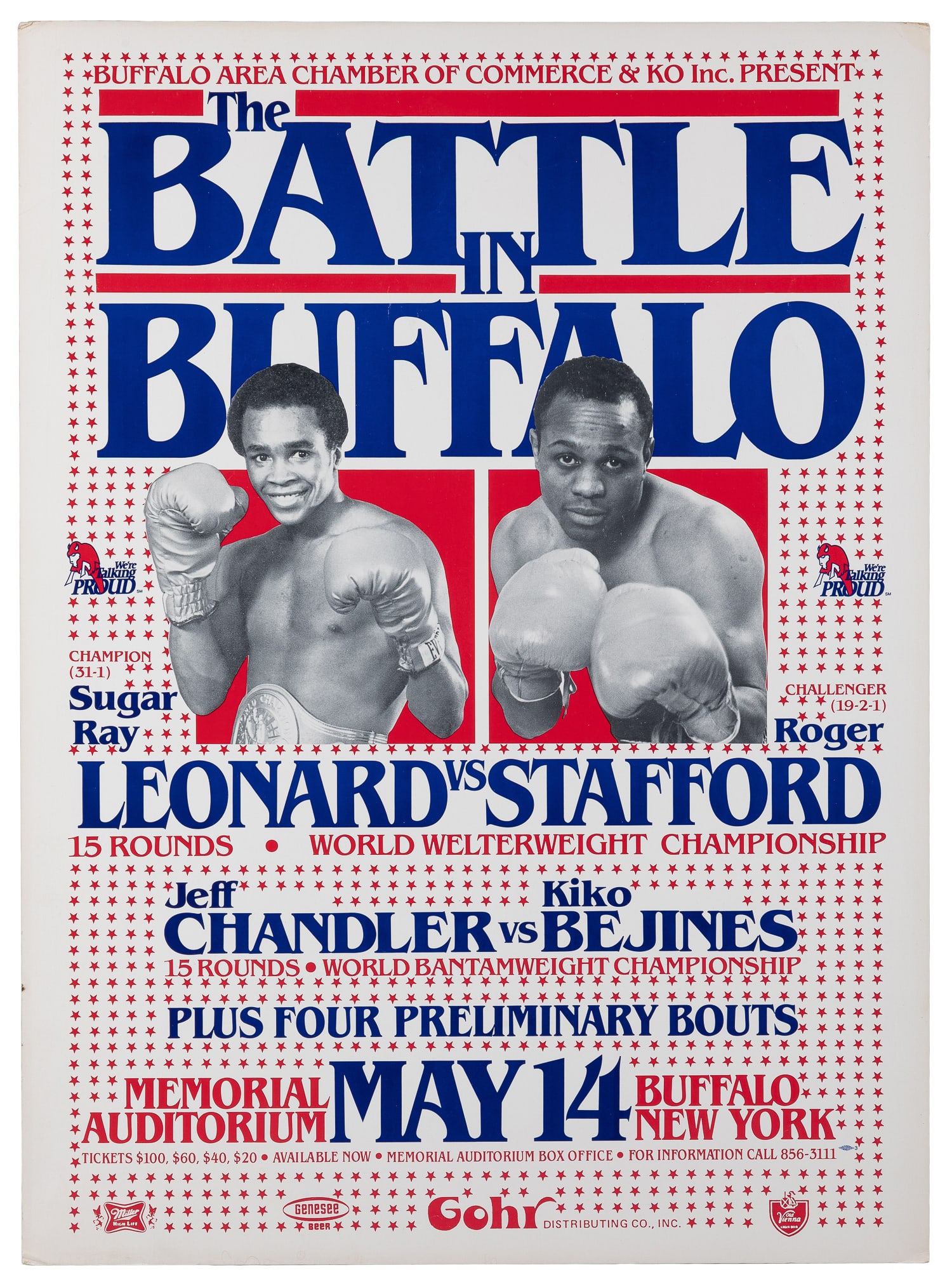 Sugar Ray Leonard vs. Roger Stafford "Battle in Buffalo" boxing posters (4). (1 of 4)