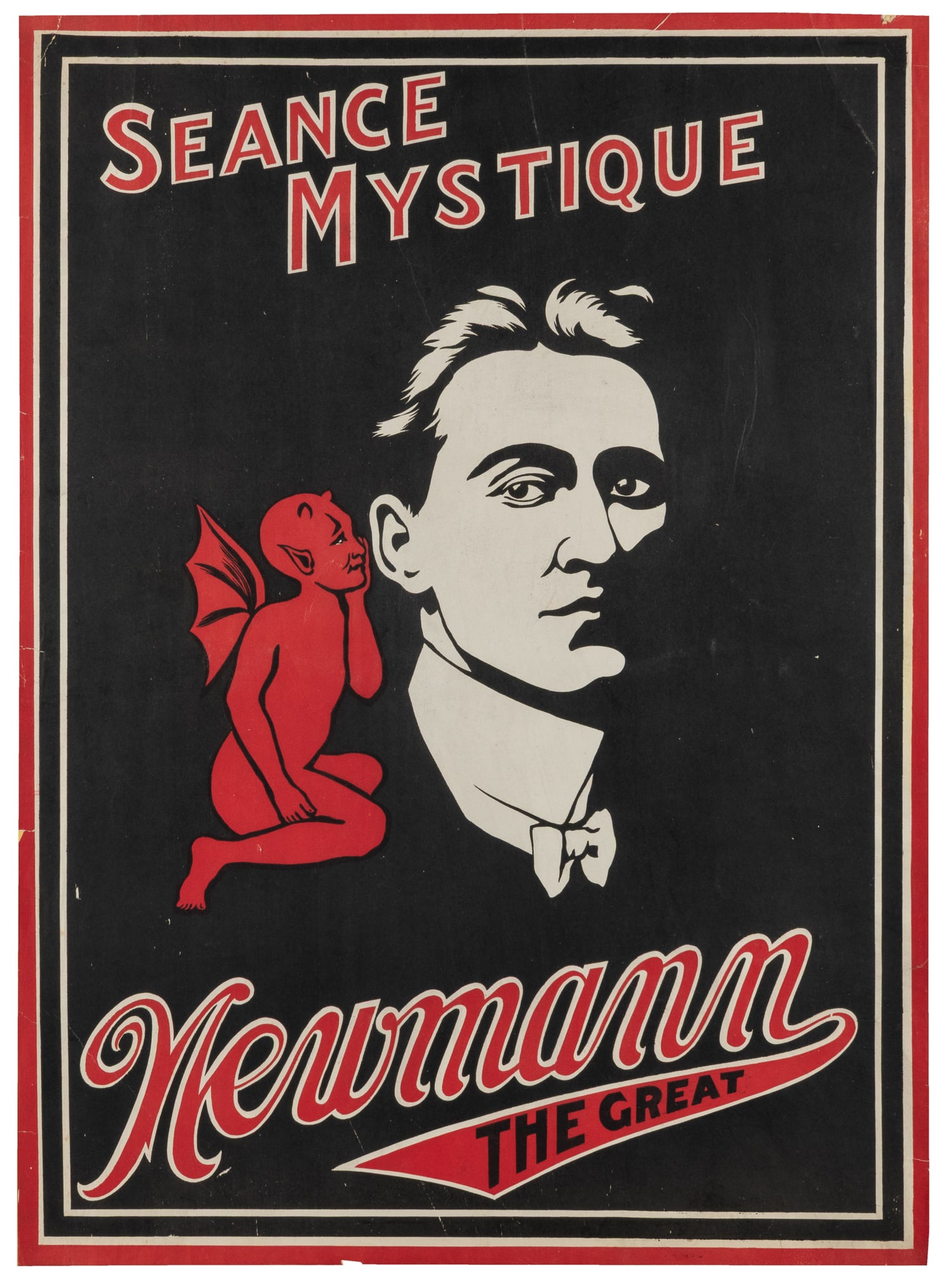 Newmann / Seance Mystique.: Newmann / Seance Mystique. Circa 1920s. Two copies of this portrait poster of the magician C. A. George Newmann, mounted on opposite sides of a board. 27 7/8 x 20". Ken Klosterman's Salon de Magie.