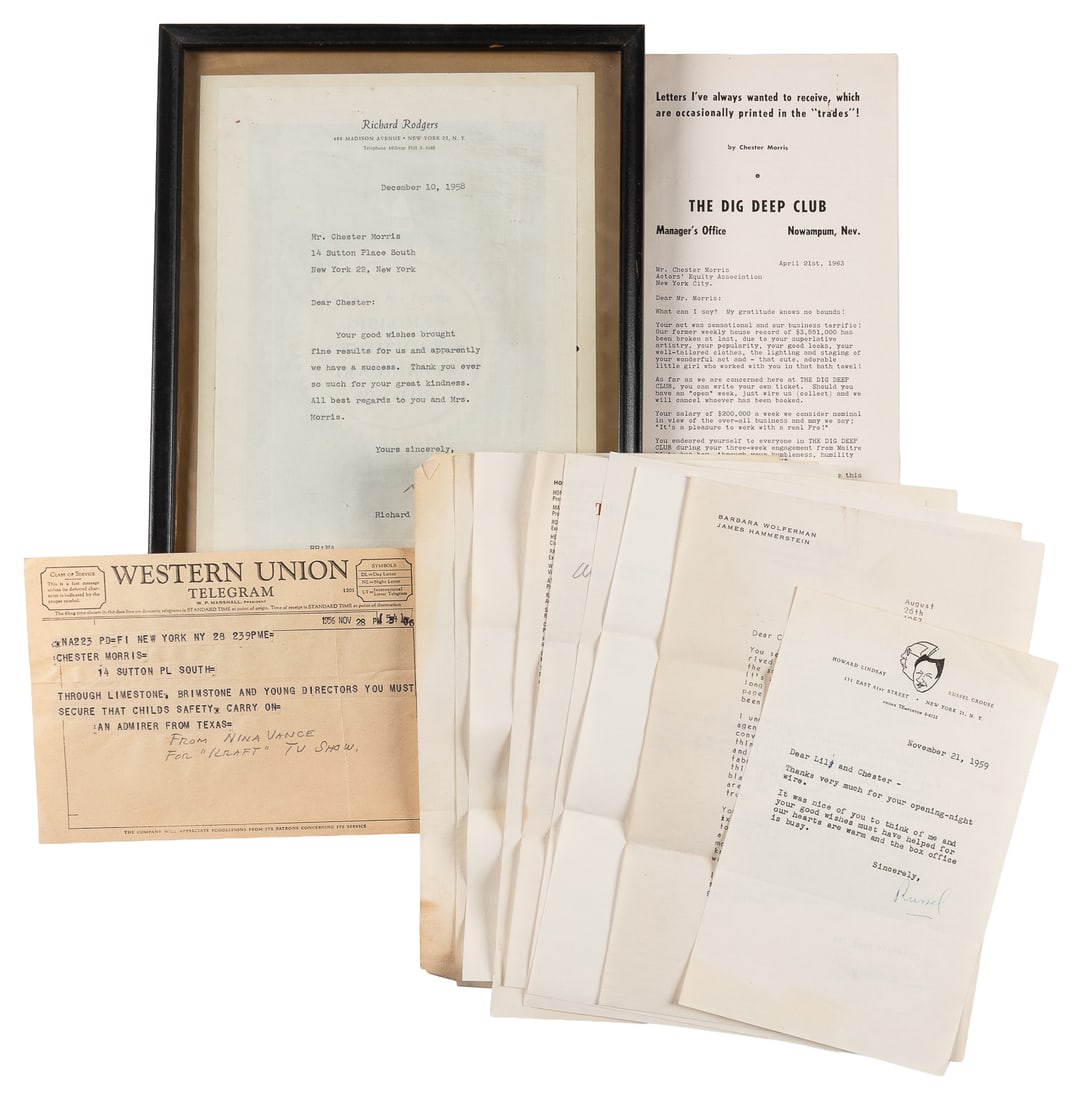 [AUTOGRAPHS]. Group of Signed Letters from Broadway elite including Richard Rodgers. (1 of 1)