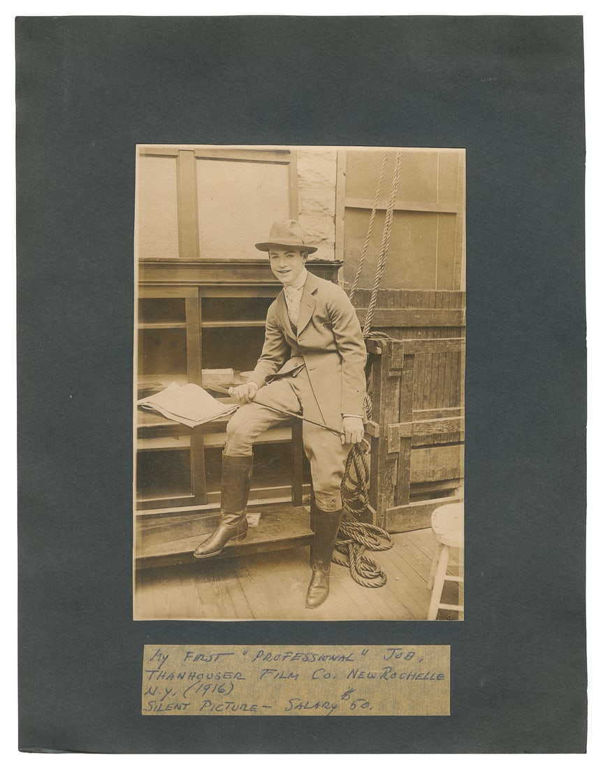 MORRIS, Chester (1901 - 1970). Scrapbook Page from his "First Professional Job." (1 of 1)