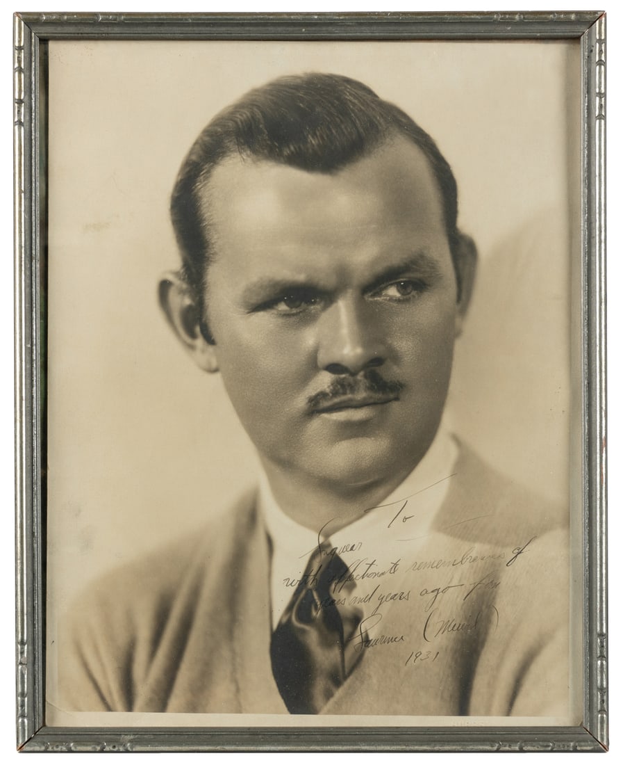 [TIBBETT, Lawrence (1896-1960)]. Signed and Inscribed Publicity Portrait. 1931.: [TIBBETT, Lawrence (1896-1960)]. Signed and Inscribed Publicity Portrait. 1931. Inscribed "To L— / with affectionate remembrances of years and years ago from / Lawrence (Mervil) / 1931." Bears