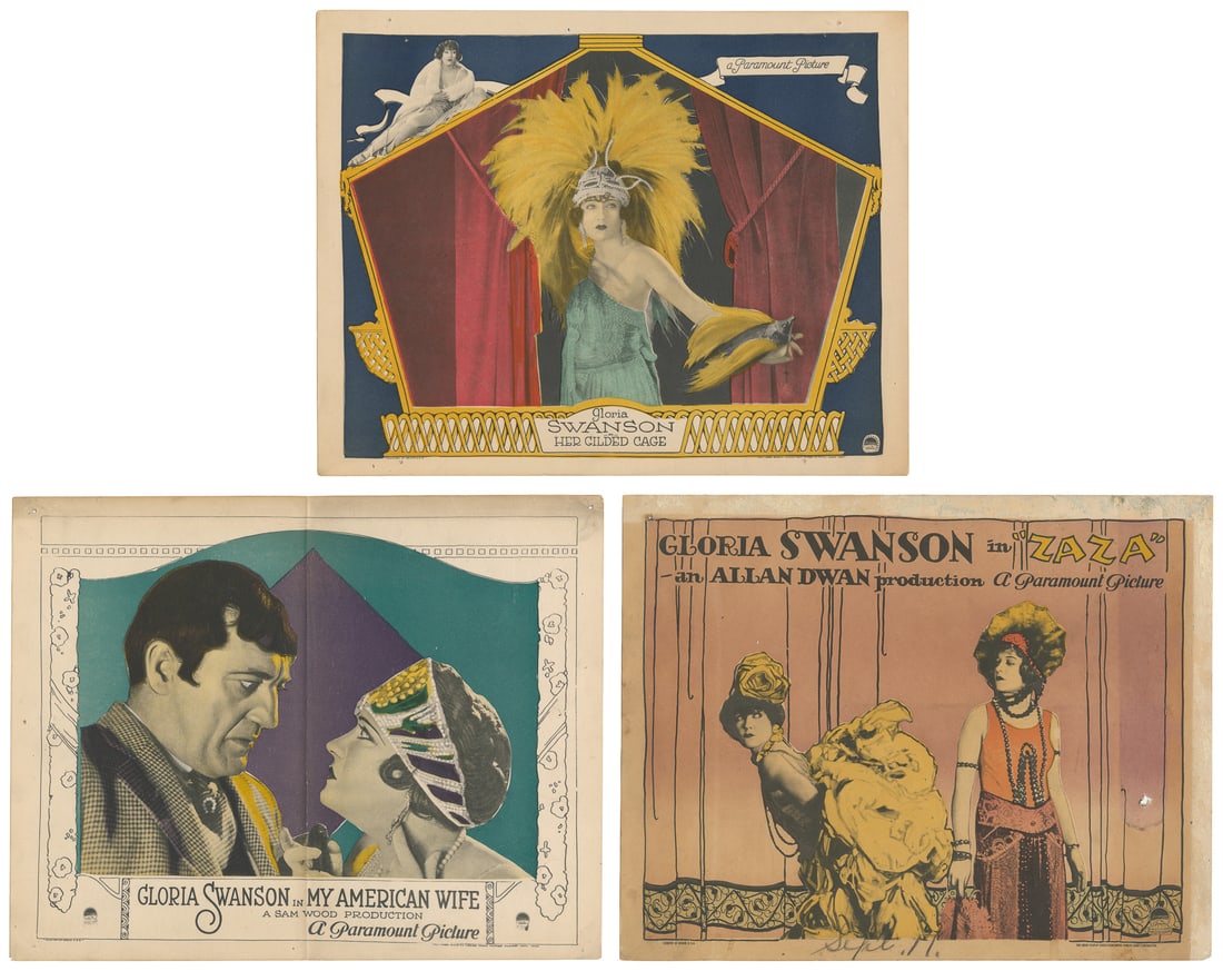 [SWANSON, Gloria (1899-1983)]. Trio of Gloria Swanson Lobby Cards. Paramount Pictures, [1922/1923]. (1 of 4)