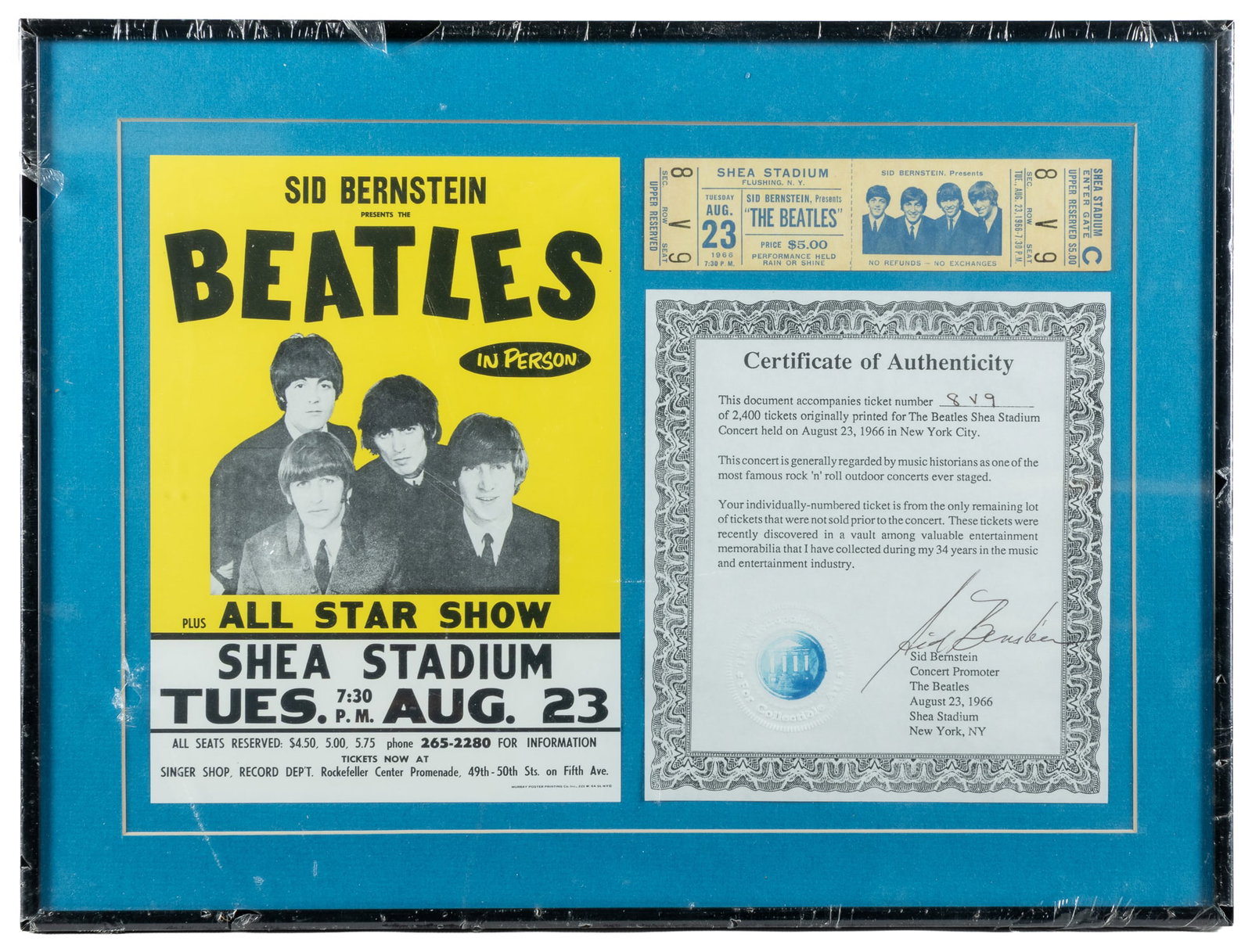 [BEATLES]. Beatles 1966 Shea Stadium Concert Ticket. (1 of 1)