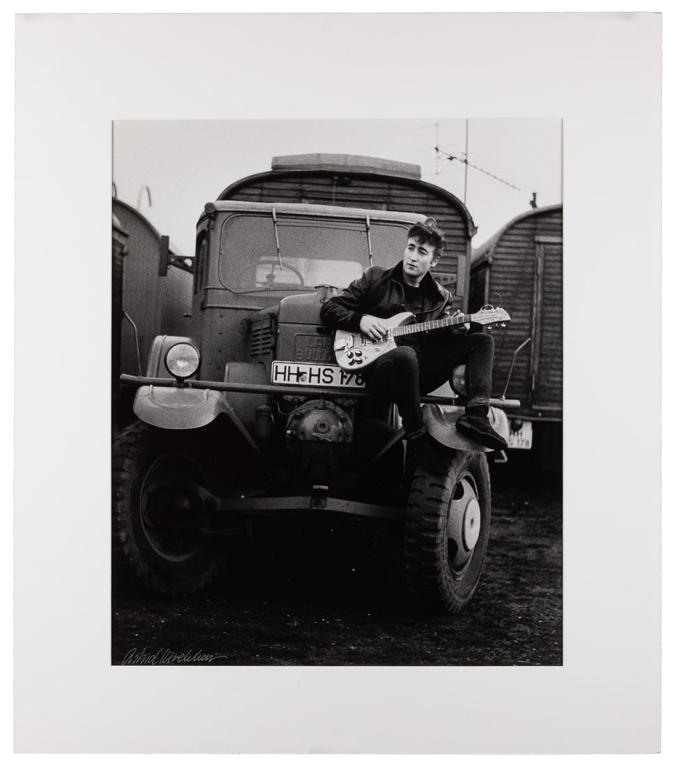 [BEATLES]. [KIRCHHERR, Astrid (1938-2020). Large Portrait of John Lennon, Signed by Kirchherr. (1 of 1)