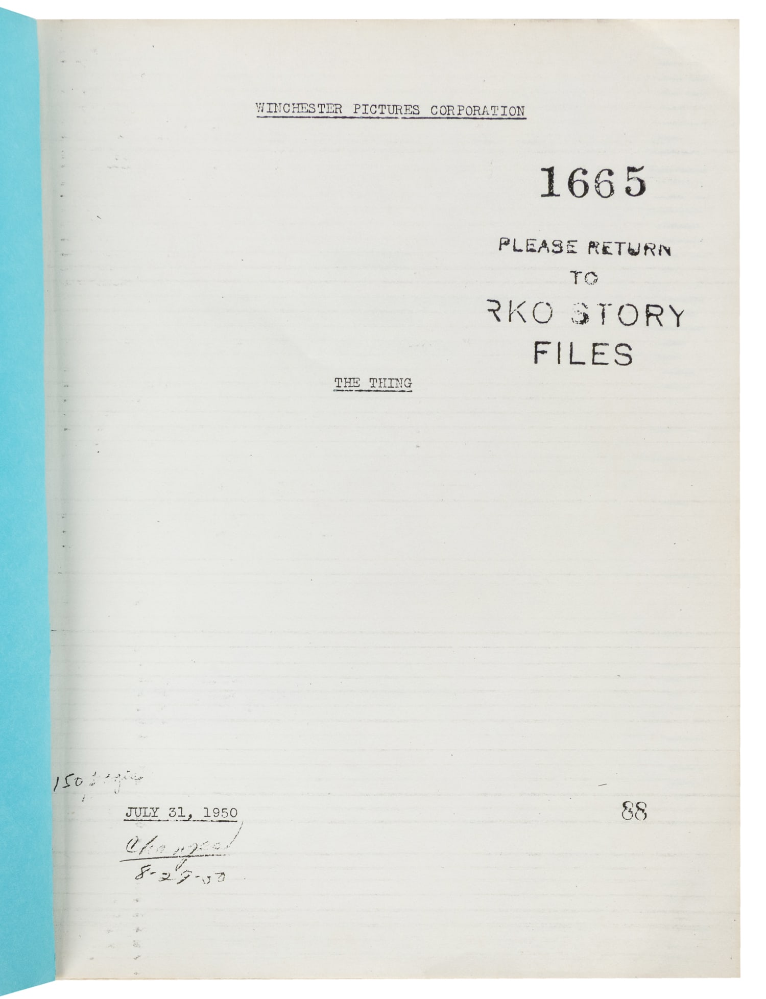 [SCREENPLAYS]. The Thing from Another World. [RKO, 1951]. - 2