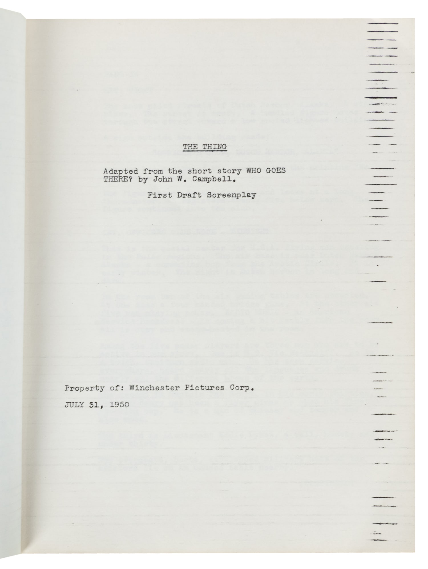 [SCREENPLAYS]. The Thing from Another World. [RKO, 1951]. - 3