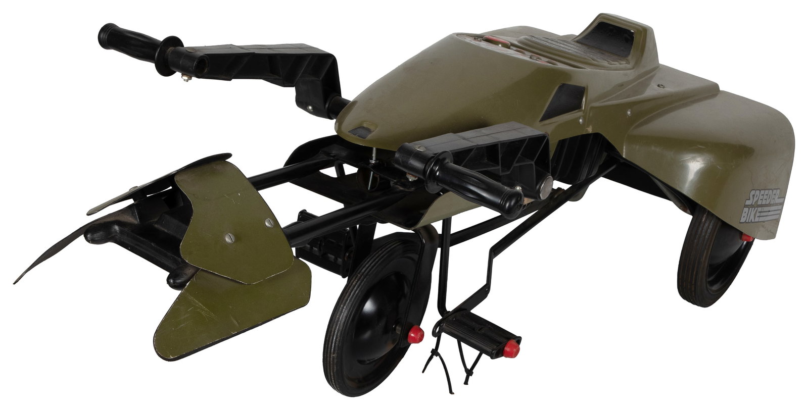 Star Wars Return of the Jedi Sweepstakes Speeder Bike Ride-on Toy. Kenner, 1984.: Star Wars: Return of the Jedi Sweepstakes Speeder Bike Ride-on Toy. Kenner, 1984. Three-wheeled children's pedal-car styled as an Imperial "speeder bike" from Star Wars: Return of the Jedi.