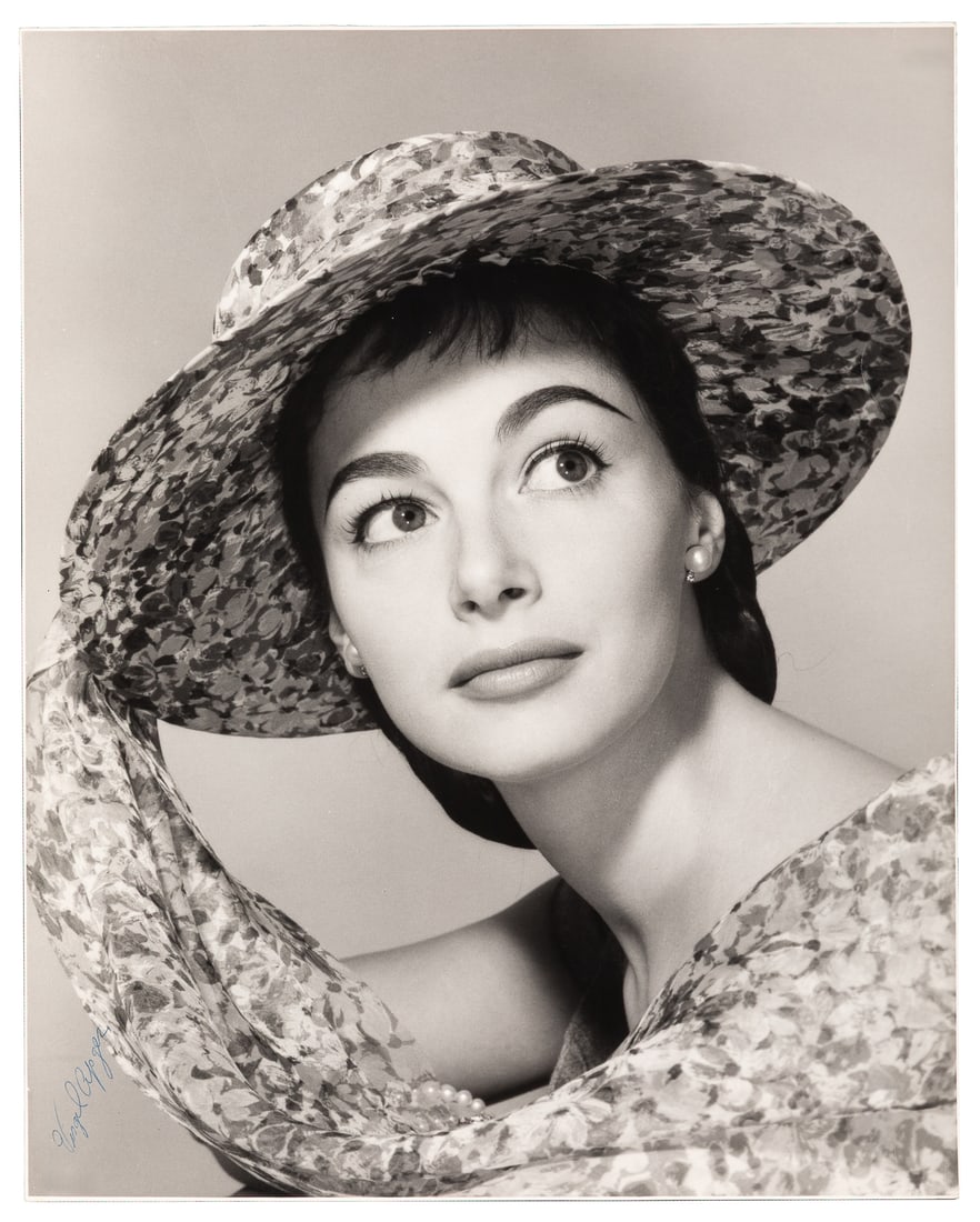 [ANGELI, Pier (1932-1971), subject]. APGER, Virgil (1903-1994). Signed Pier Angeli Exhibition: [ANGELI, Pier (1932-1971), subject]. APGER, Virgil (1903-1994). Signed Pier Angeli Exhibition Portrait. Circa 1954. Oversize exhibition portrait photograph of Italian actress Pier Angeli, SIGNED by th