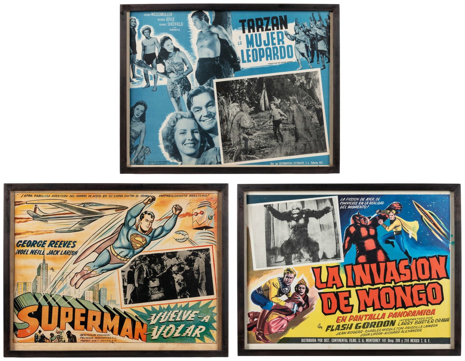 [SUPERHEROES]. Trio of Action/Adventure Lobby Cards. (1 of 4)
