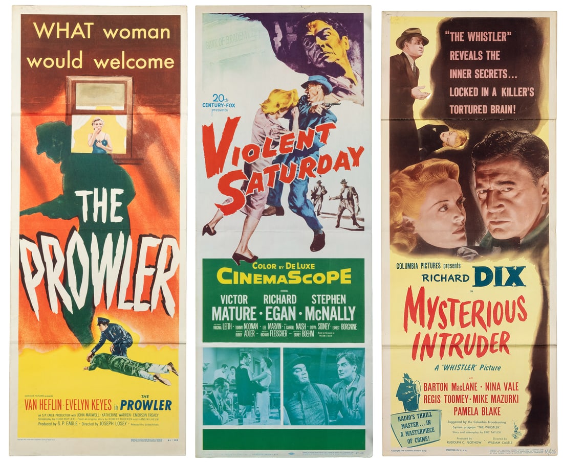 Group of 3 Thriller Film Insert Posters. [V.p., ca. 1940s-1950s]. (1 of 4)