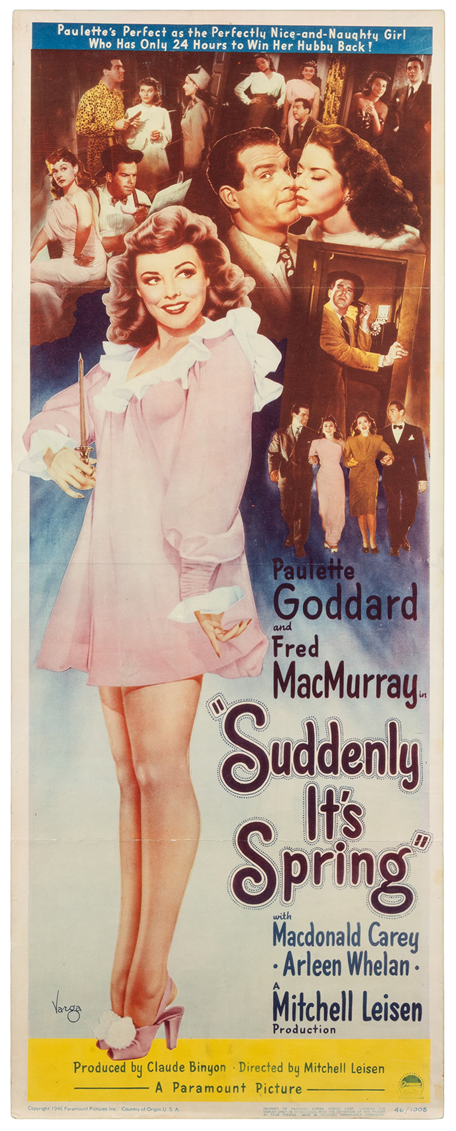 Suddenly It's Spring. Paramount, 1946.: Suddenly It's Spring. Paramount, 1946. Insert (36 x 14"). Artwork by Alberto Vargas.
