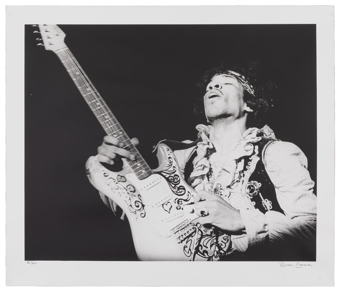 FLEMING, Bruce (1937-). Jimi Hendrix at Monterey Pop Festival. [1967, later printing]. (1 of 1)