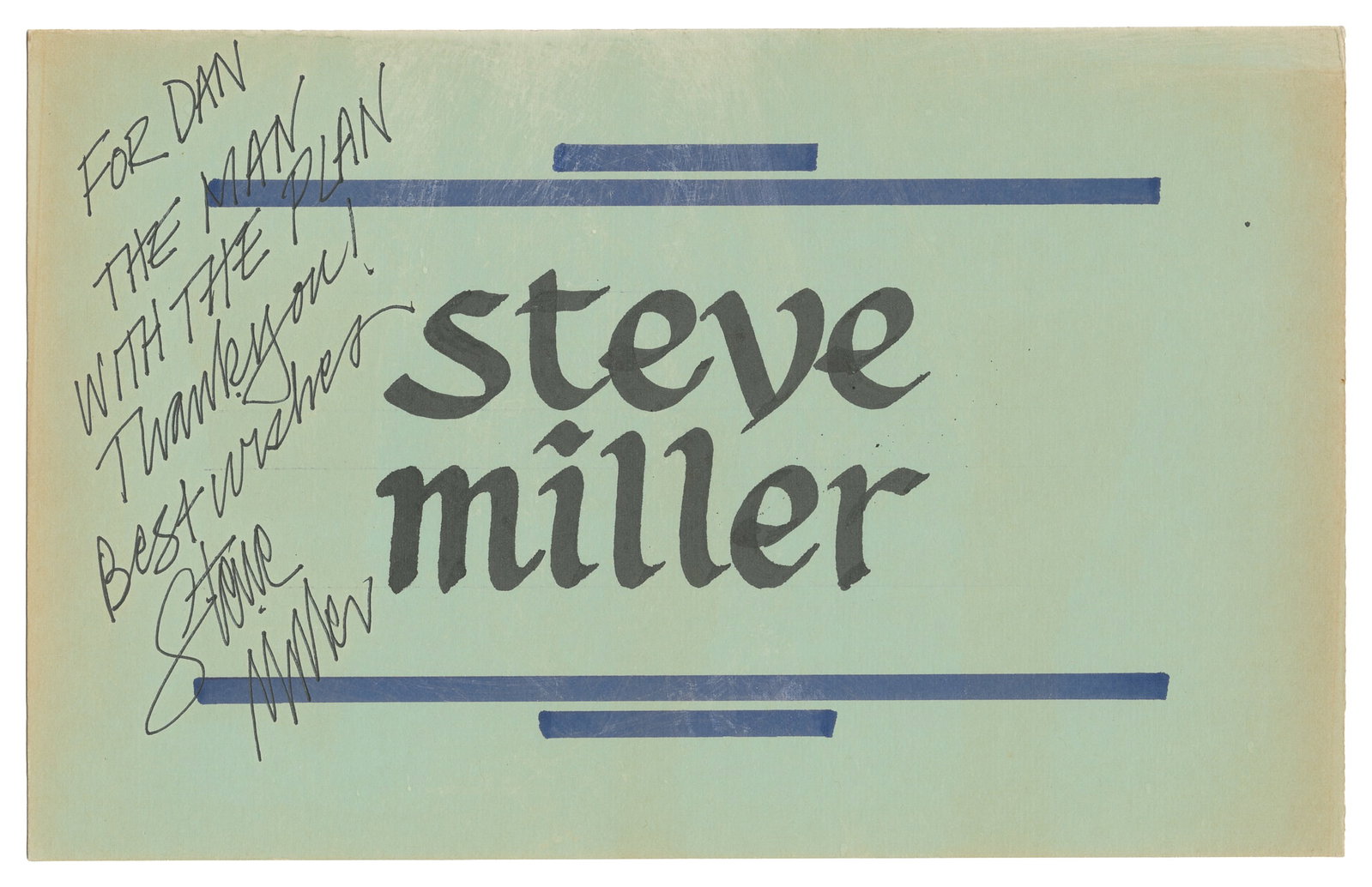 Steve Miller signed concert dressing room sign. (1 of 1)