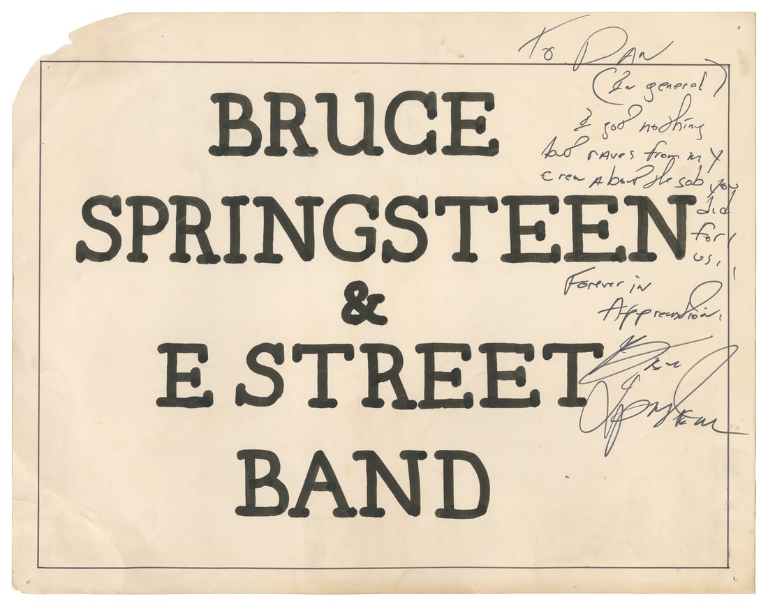Bruce Springsteen & E Street Band signed dressing room sign. (1 of 1)