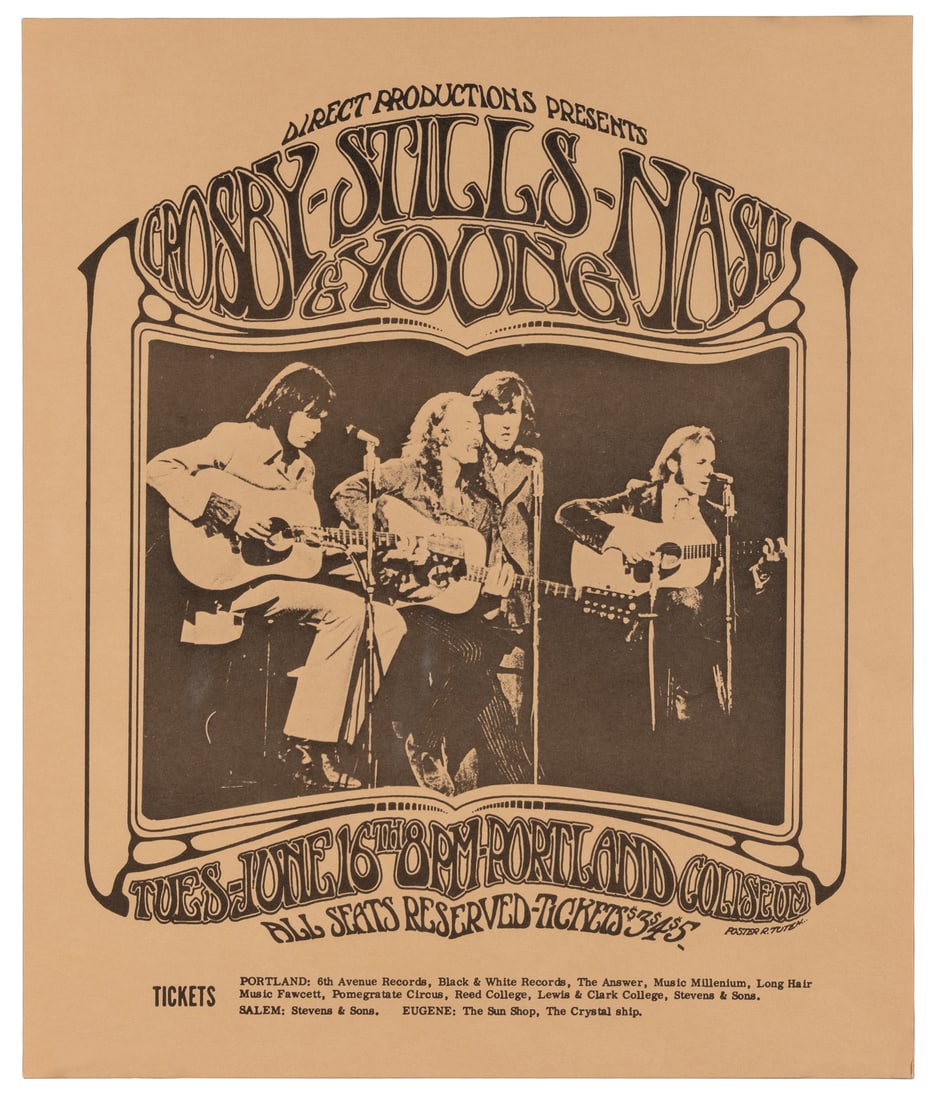 TUTEN, Randy (b.1946). Crosby, Stills, Nash & Young / Portland Coliseum. 1970. (1 of 1)