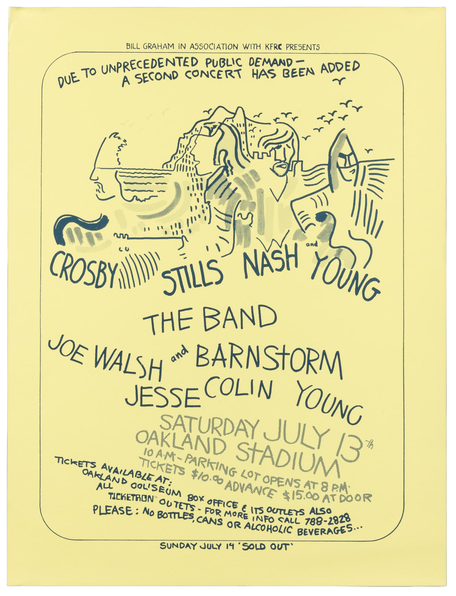TUTEN, Randy (b. 1946). Crosby, Stills, Nash & Young/ Oakland Stadium. 1974.: TUTEN, Randy (b. 1946). Crosby, Stills, Nash & Young/ Oakland Stadium. 1974. The lineup also included The Band, Joe Walsh and the Barnstorm, and Jesse Colin Young at the Oakland Coliseum for two days