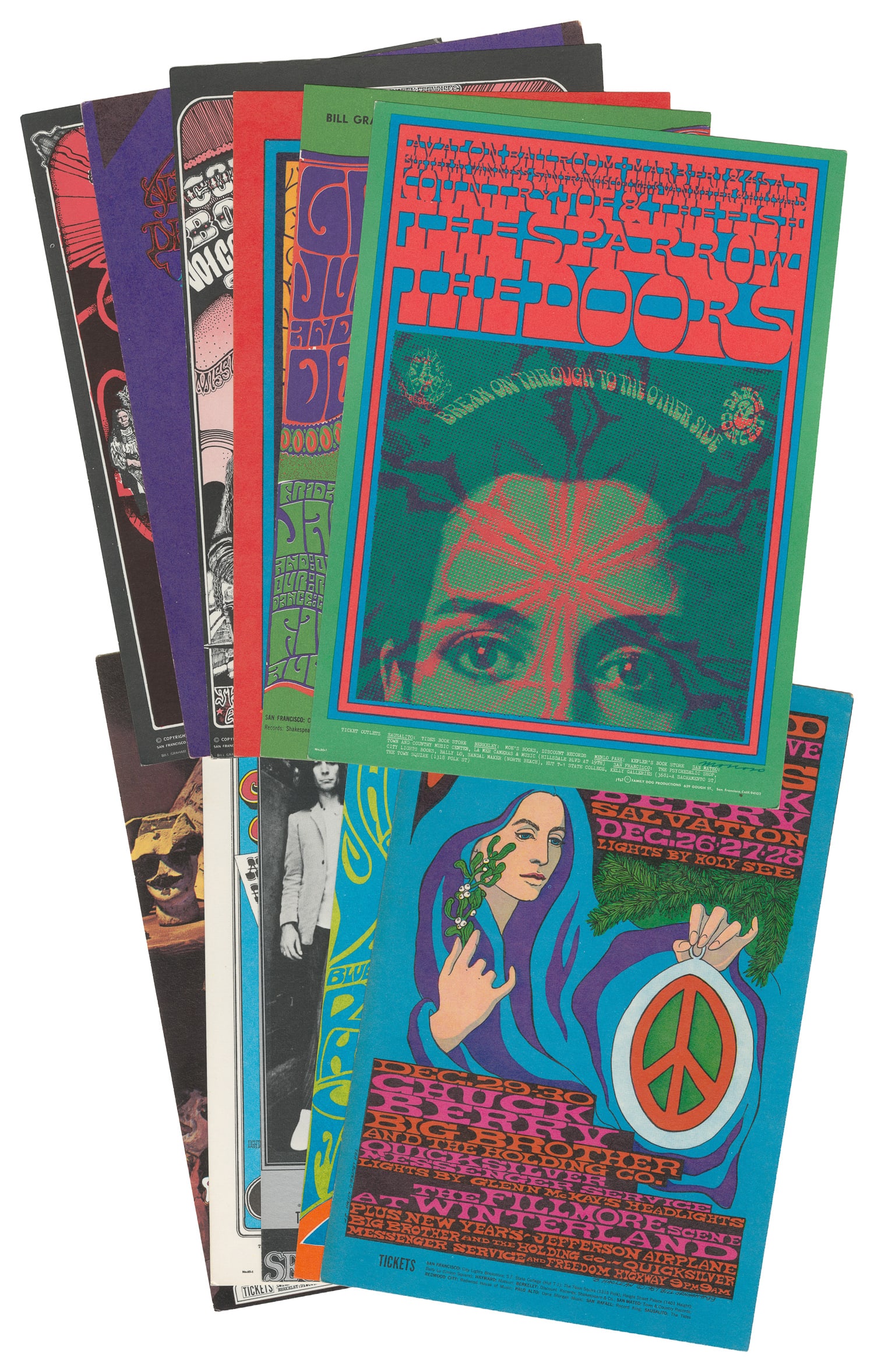 Group of 12 Original Psychedelic Concert Postcards and Handbills. V.p., 1967-1971. (1 of 2)