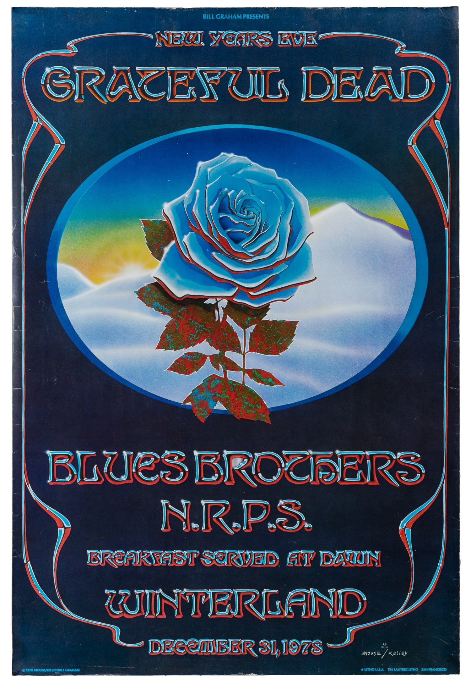 MOUSE, Stanley (b. 1940) and KELLEY, Alton (1940–2008). Winterland “Blue Rose” / (1 of 1)