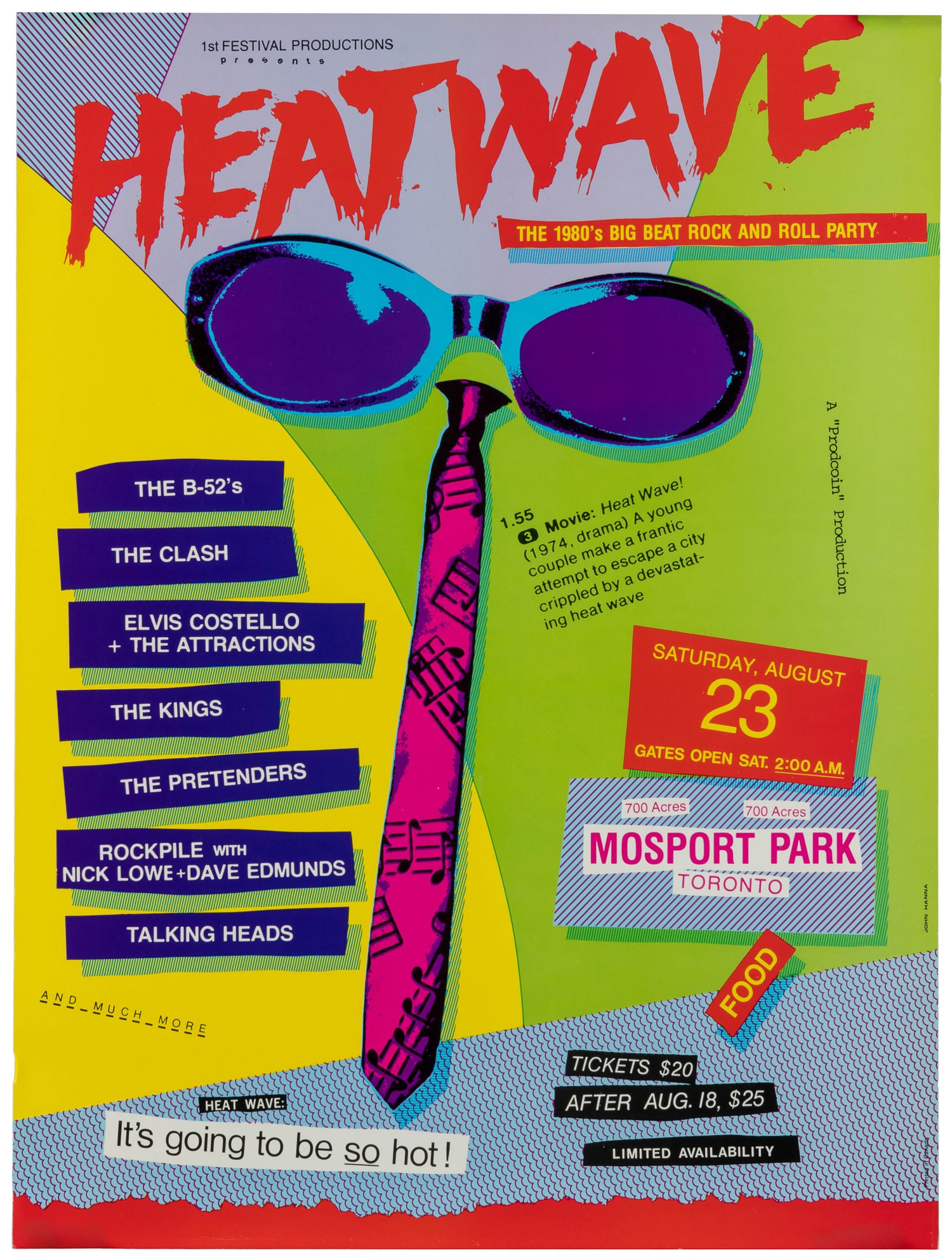 Heatwave Festival / Mosport Park. 1980.: Heatwave Festival / Mosport Park. 1980. Poster for the Heatwave Festival, a rock music festival held on August 23, 1980, at Mosport Park in Toronto, Canada. The festival was promoted as “The