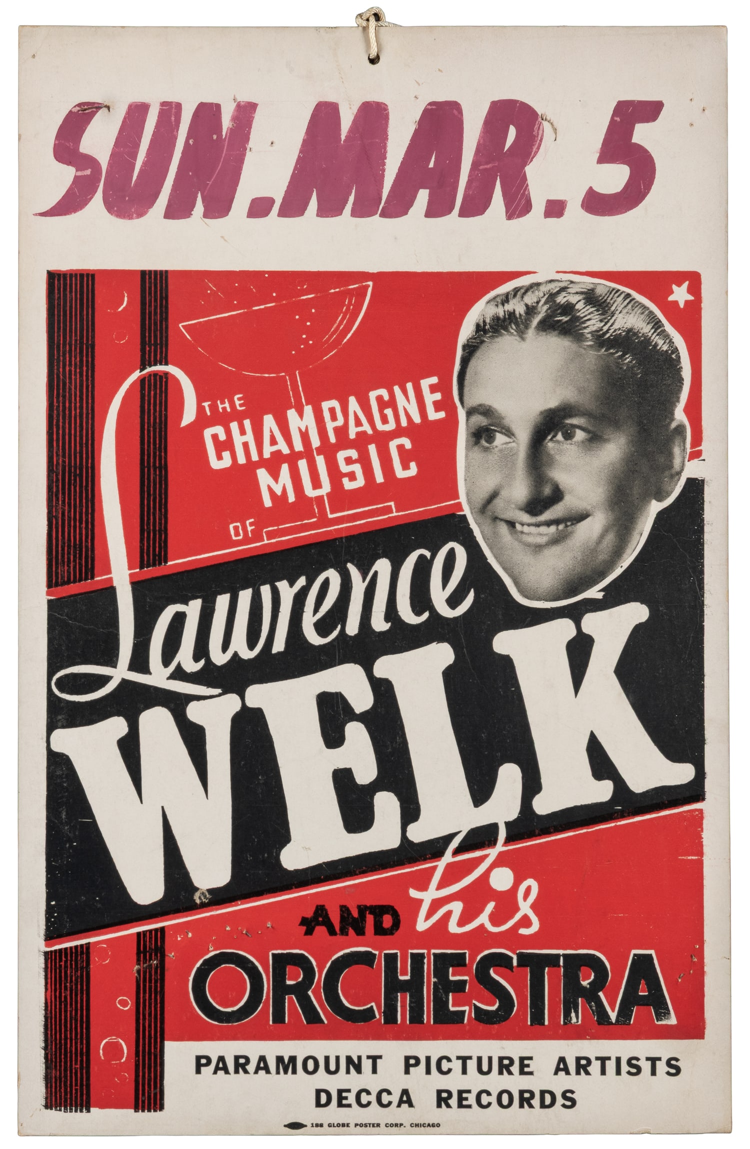 Six 1950s orchestra window cards. - 2