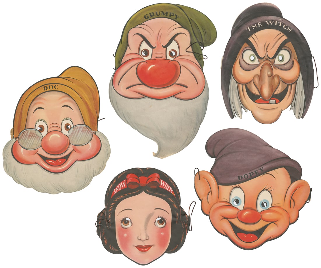 Snow White "Part-T-Mask" set of 5 paper masks. (1 of 6)