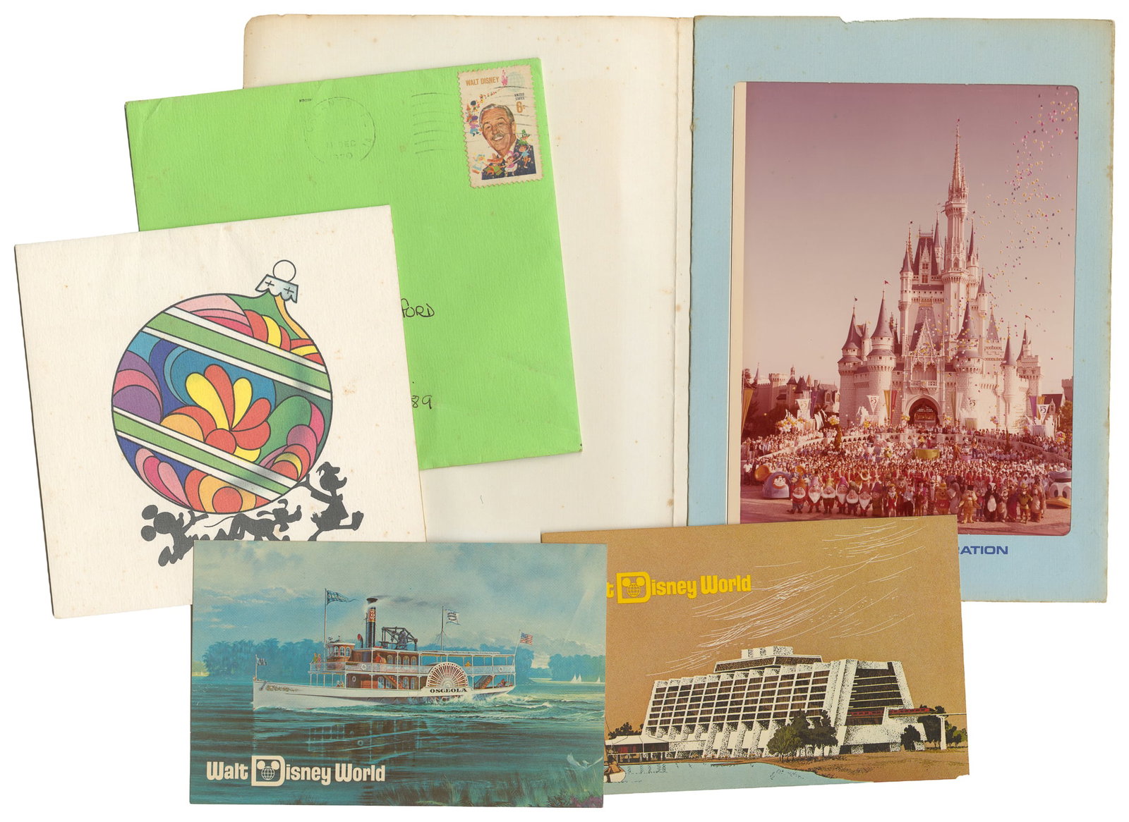 Group of 4 Walt Disney World Greeting Cards and Postcards. 1970s. (1 of 4)