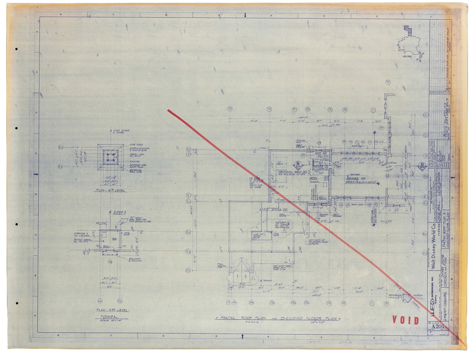 Large Set of Walt Disney World Chicken and Fish Blueprints, Approximately 100. 1970-1971.: Large Set of Walt Disney World Chicken and Fish Blueprints, Approximately 100. 1970-1971. Located in Liberty Square, the restaurant is now known as Columbia Harbour House. The quick-service