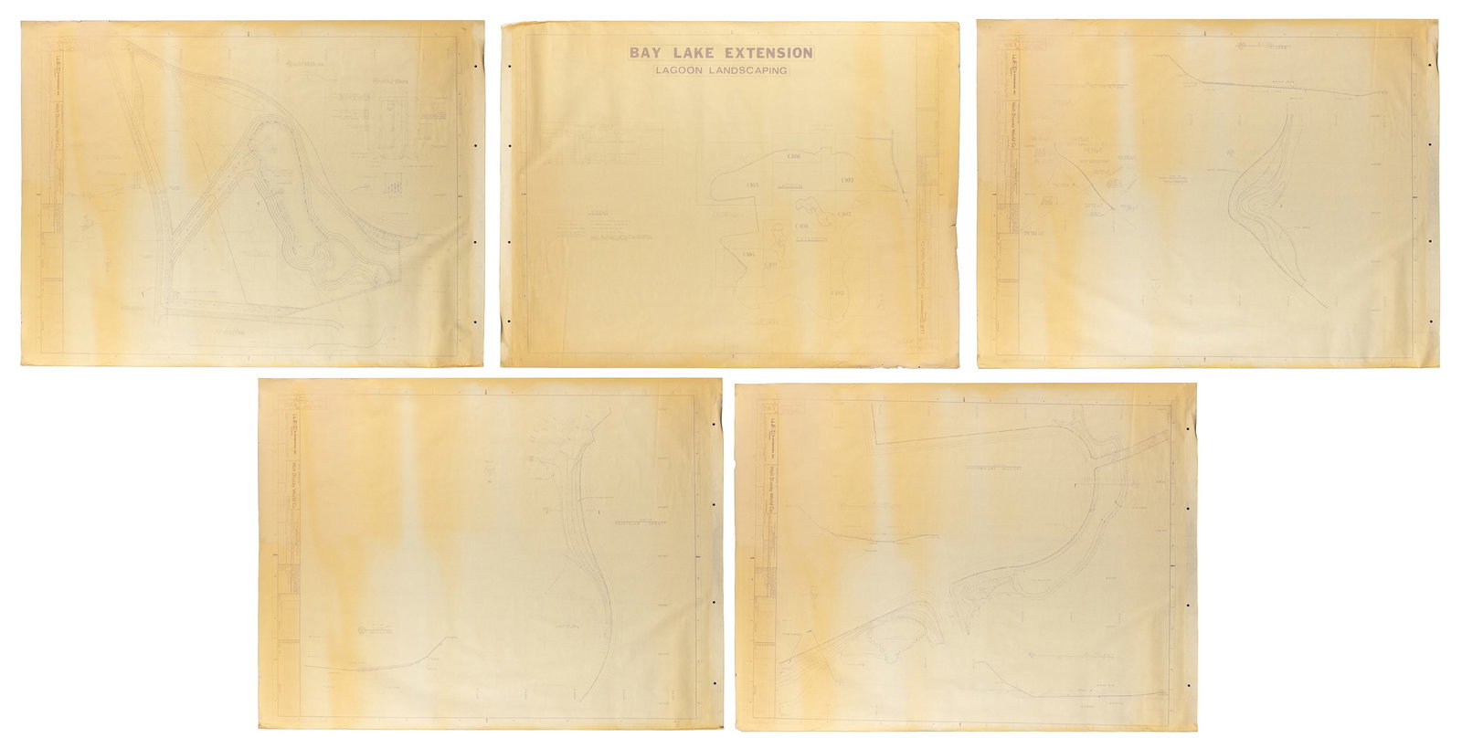 Walt Disney World Bay Lake Extension / Lagoon Landscaping Blueprints, 9 pages. July 8, 1970. (1 of 6)