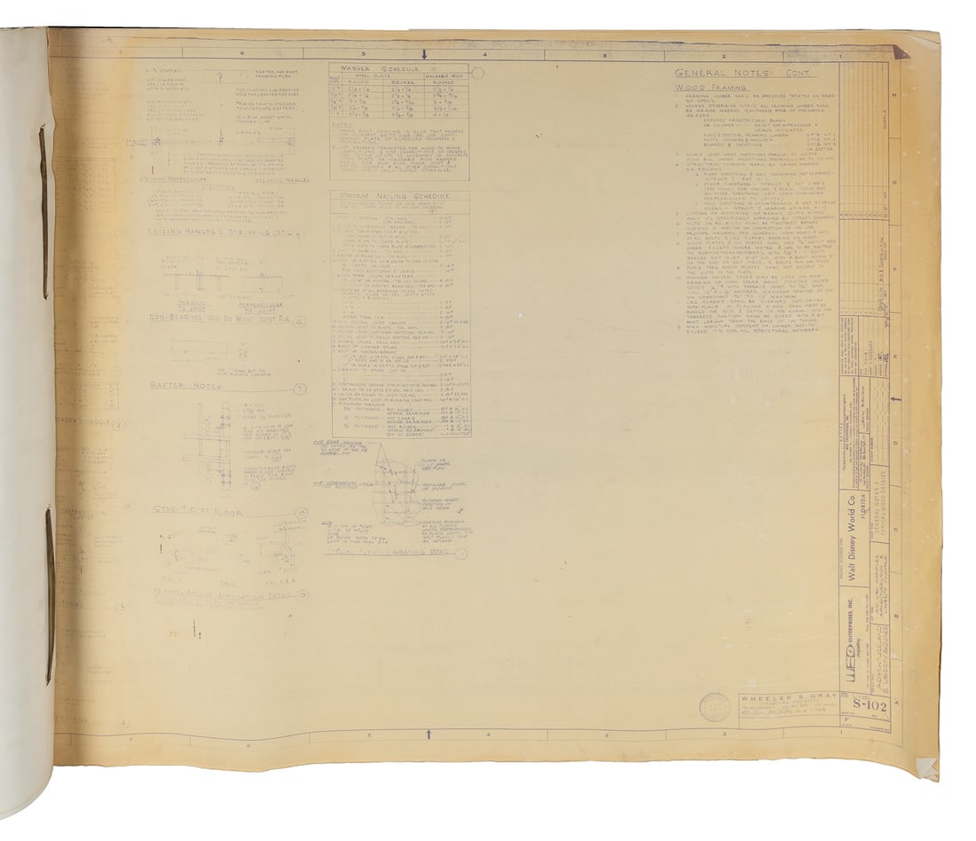 Walt Disney World Adventureland and Liberty Square Blueprints, approximately 200 pages. 1970. (1 of 1)