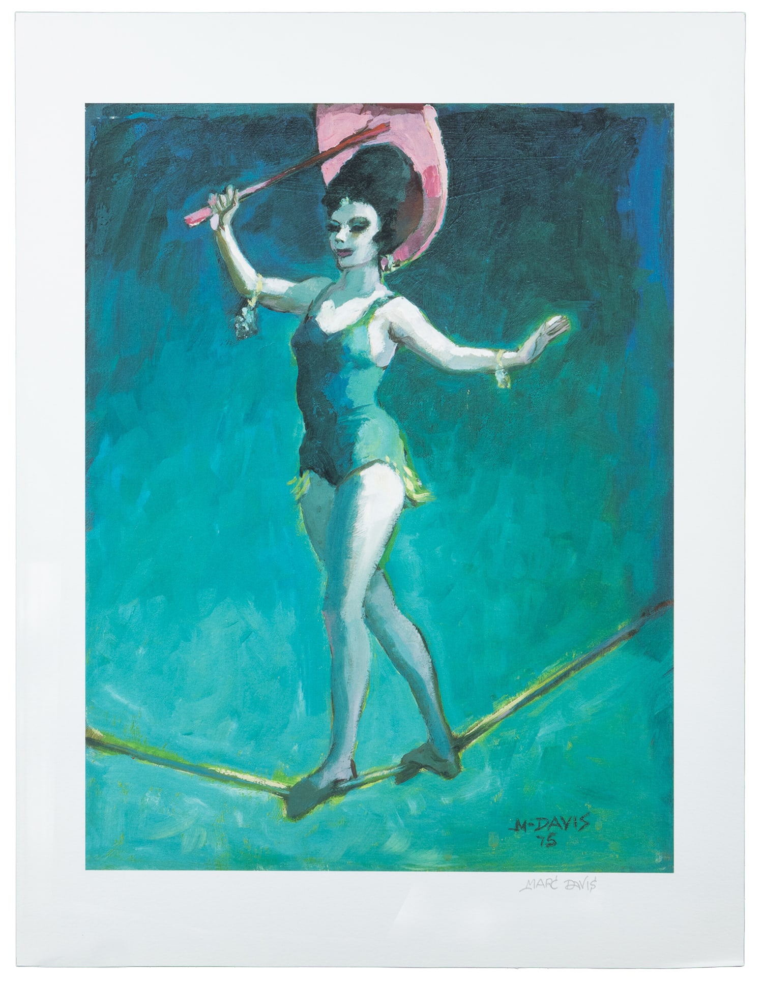 [DISNEYANA] DAVIS, Marc Fraser (American, 1913-2000). Pink Parasol. 1975.: [DISNEYANA] DAVIS, Marc Fraser (American, 1913-2000). Pink Parasol. 1975. Giclee on paper. (Printed later). Signed in pencil in the margin and signed and dated in the print. Unframed. Image: 17 x