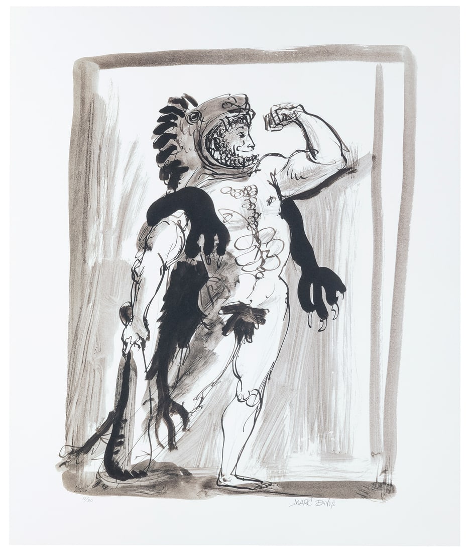 [DISNEYANA]. DAVIS, Marc Fraser (American, 1913-2000). Hercules. Circa 1950s.: [DISNEYANA] DAVIS, Marc Fraser (American, 1913-2000). Hercules. Circa 1950s. Giclee on paper. Printed later. Signed and numbered 11/30 in pencil in the margin. Unframed. Image: 20 x 15". Sheet: 24 x