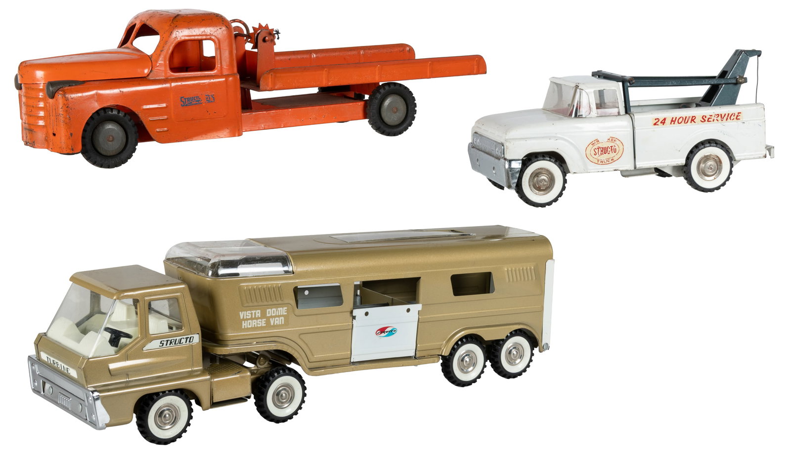 [TOYS]. Trio of Structo Pressed-Steel Trucks. [Freeport, IL]: Structo, [ca. 1950s-1960s]. (1 of 2)
