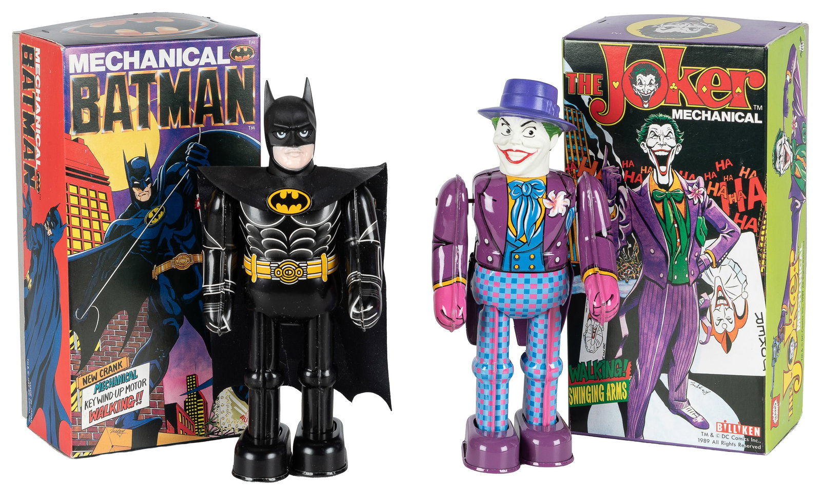 Billiken Batman and Joker tin toys in original boxes. (1 of 1)